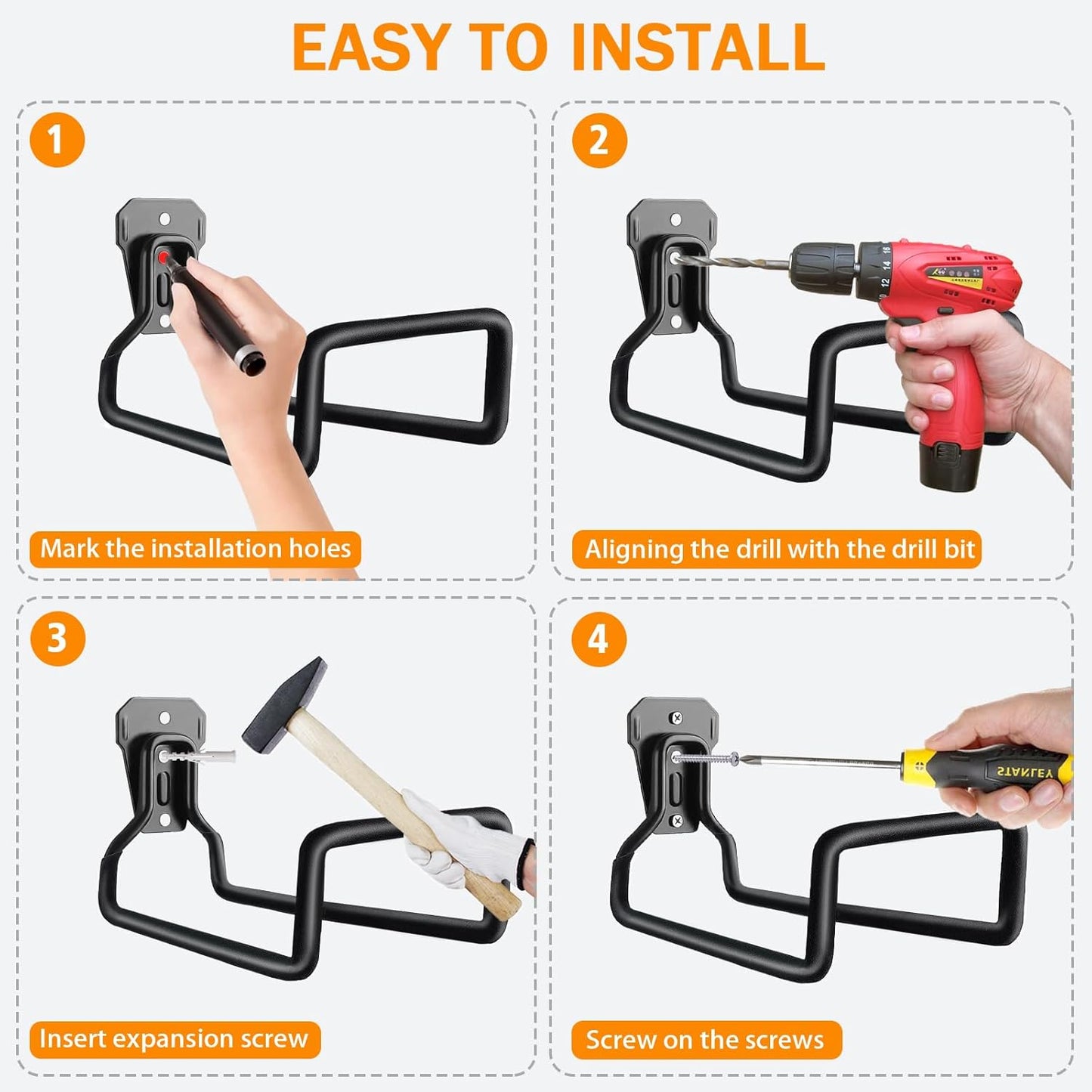 Water Hose Holder, 1 Pack Heavy Duty Wall Mount, Metal Hose Reel, Sturdy Hose Hanger Rack Stand for Outdoor Yard & Garage Storag