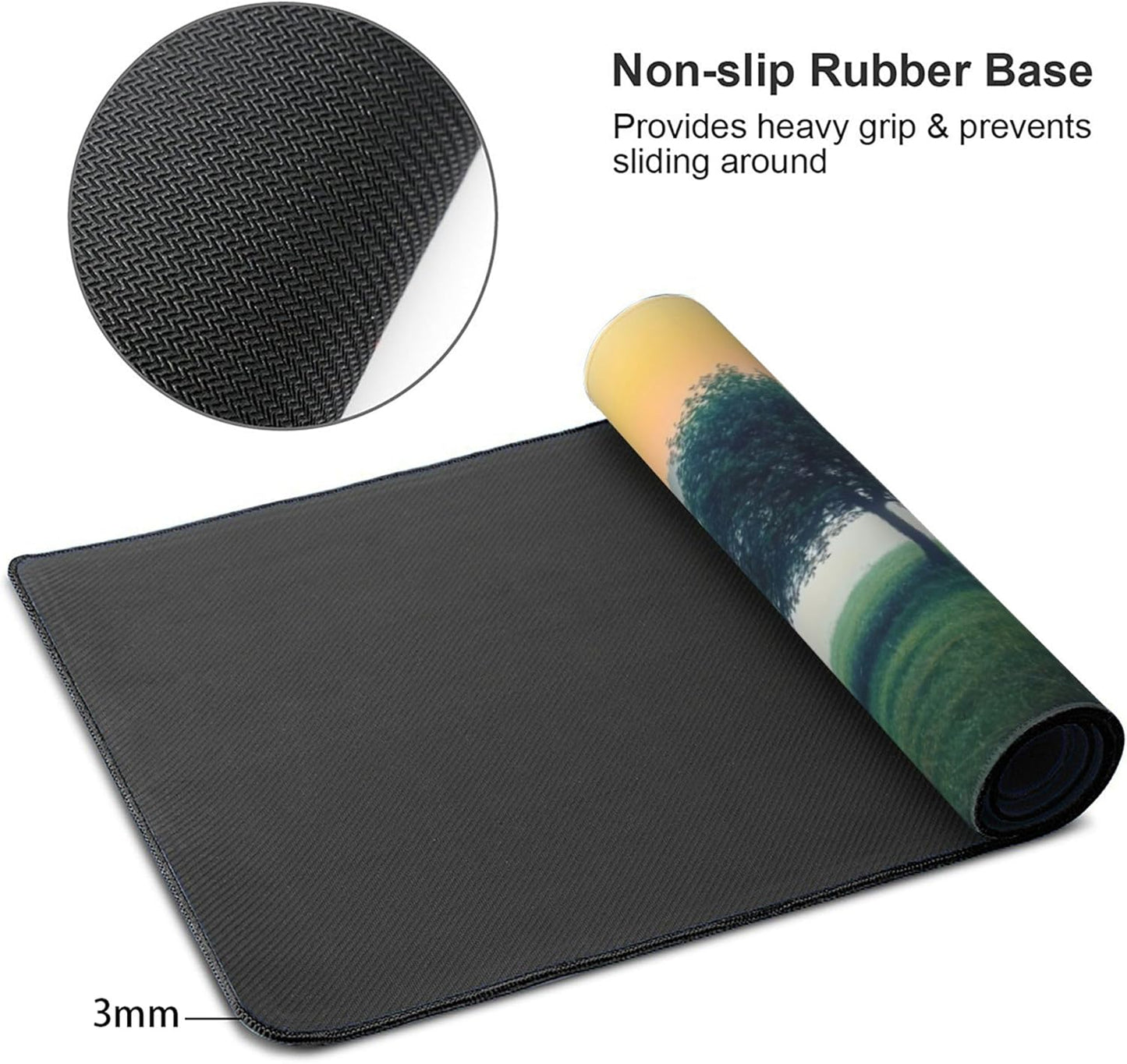 Misty Forest Large Mouse Pad, Vintage Aesthetic Gaming Desk Mat, XXL Keyboard Desk Pad Mat for Desktop, 35.4"x15.7" Non-Slip Base Big Mousepad with Stitched Edges