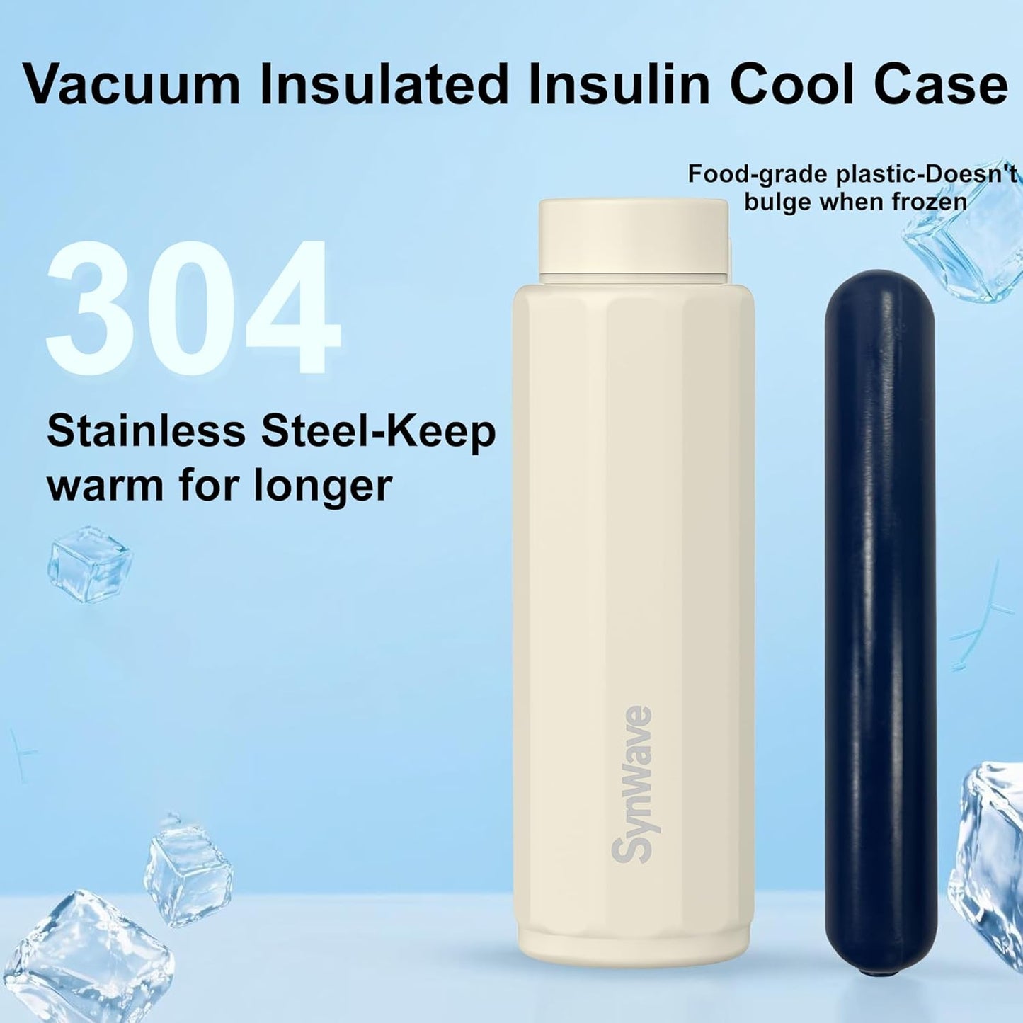 Synwave Insulin Cooler Travel Case for 3–4 Pens,Medication Cooler for Travel with Anti-Bulging Gel Ice Pack,TSA Approved,Non-Charging Cooling