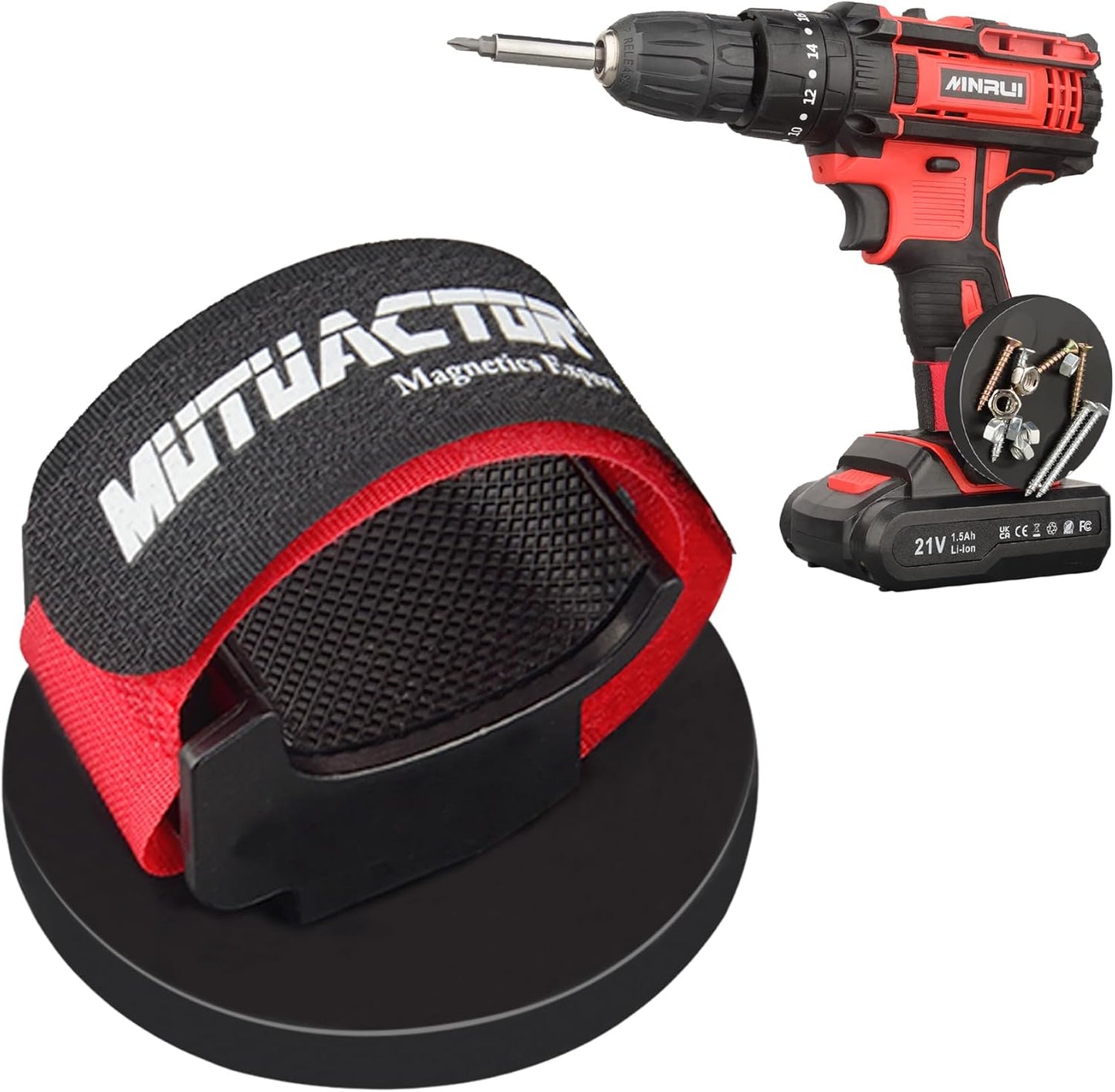 MUTUACTOR Tool Holster Drill Holder,Anti-Slip Magnetic Holders for Power Drills,2Pack Strong Handy Magnet Drill Bit Holder for Cordless Driller Impact Wrench Screws Bits Nails and Magnetic Hardware