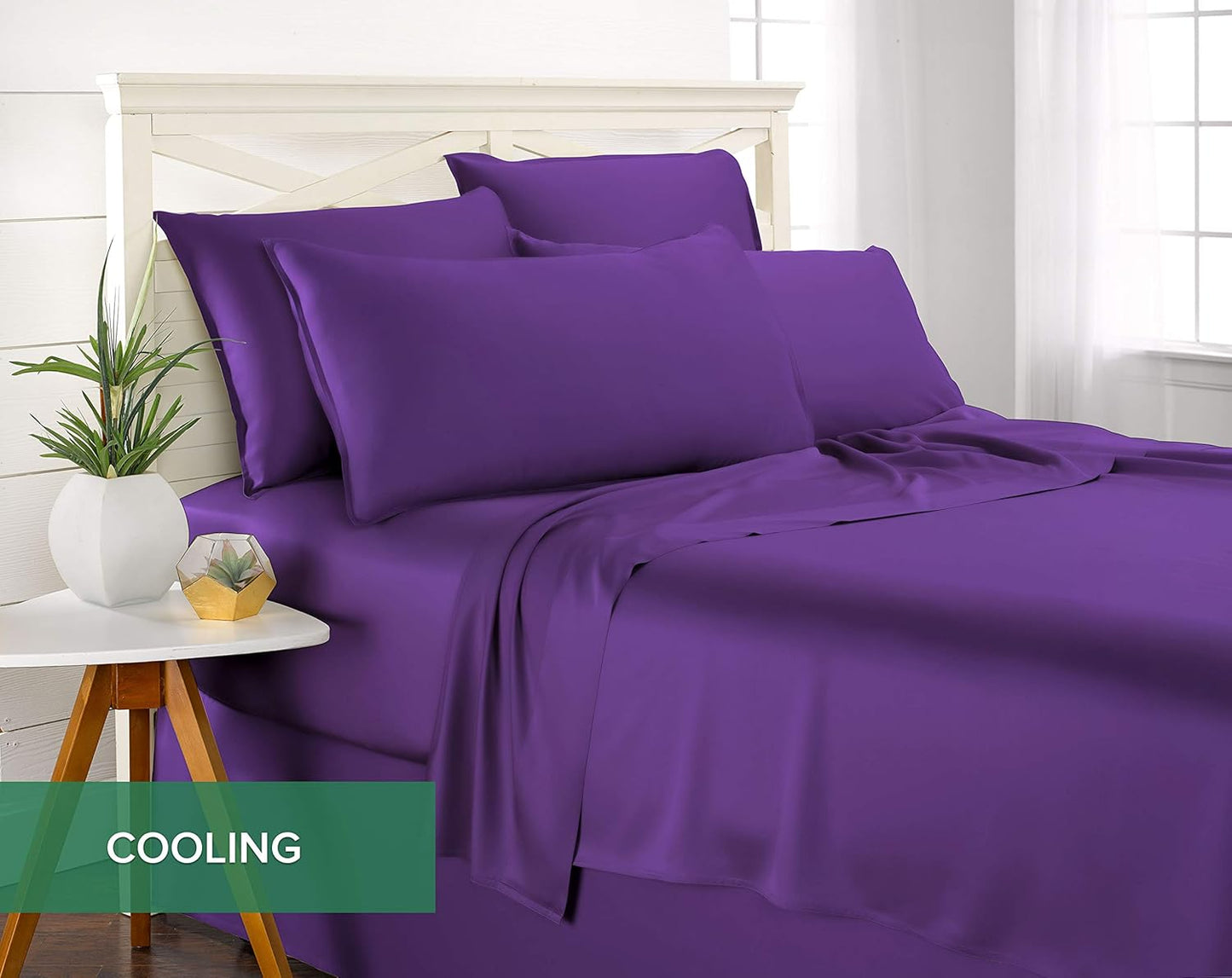 King Pillowcases by Pure Bamboo, Genuine 100% Organic Viscose Derived from Bamboo, Luxuriously Soft & Cooling, Double Stitching, Envelope Closure (2 King Pillowcases, Purple)