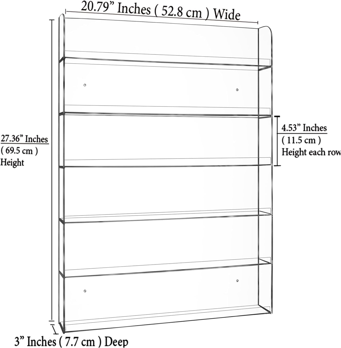 AMT Acrylic Nail Polish Racks for the Wall, Clear Nail Polish Display, Essential Oils Organizer. Holds up to 96 Bottles. Plus a Microfiber Cloth for Cleaning Purposes