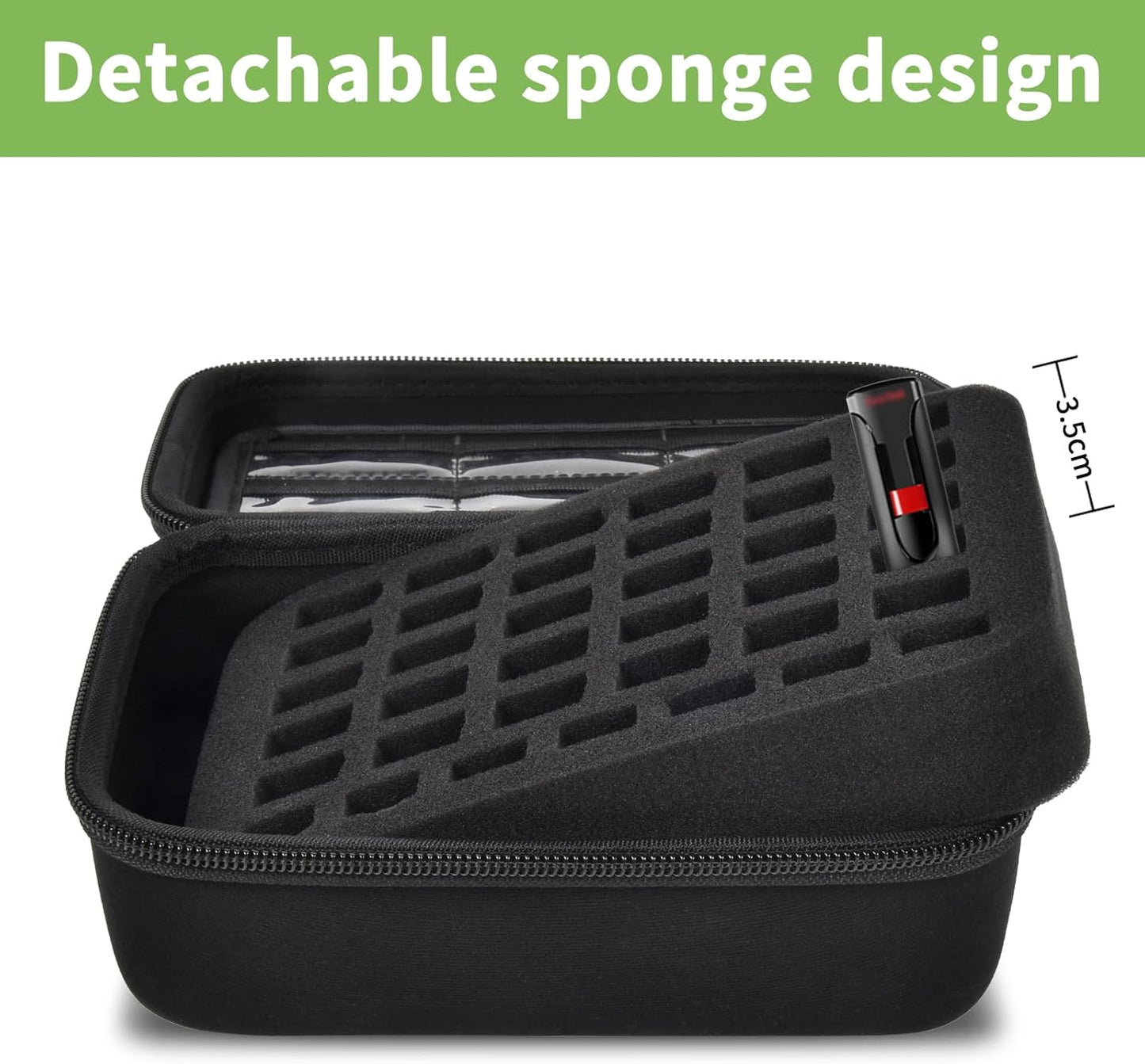 USB Flash Drive Case, SD Card/Memory Stick Pouch for SanDisk, for Samsung, for Netac, for Maspen/for SamData Thumb Drives, Hard Shell Protective Storage Organizer with Sponge- Box Only- Black