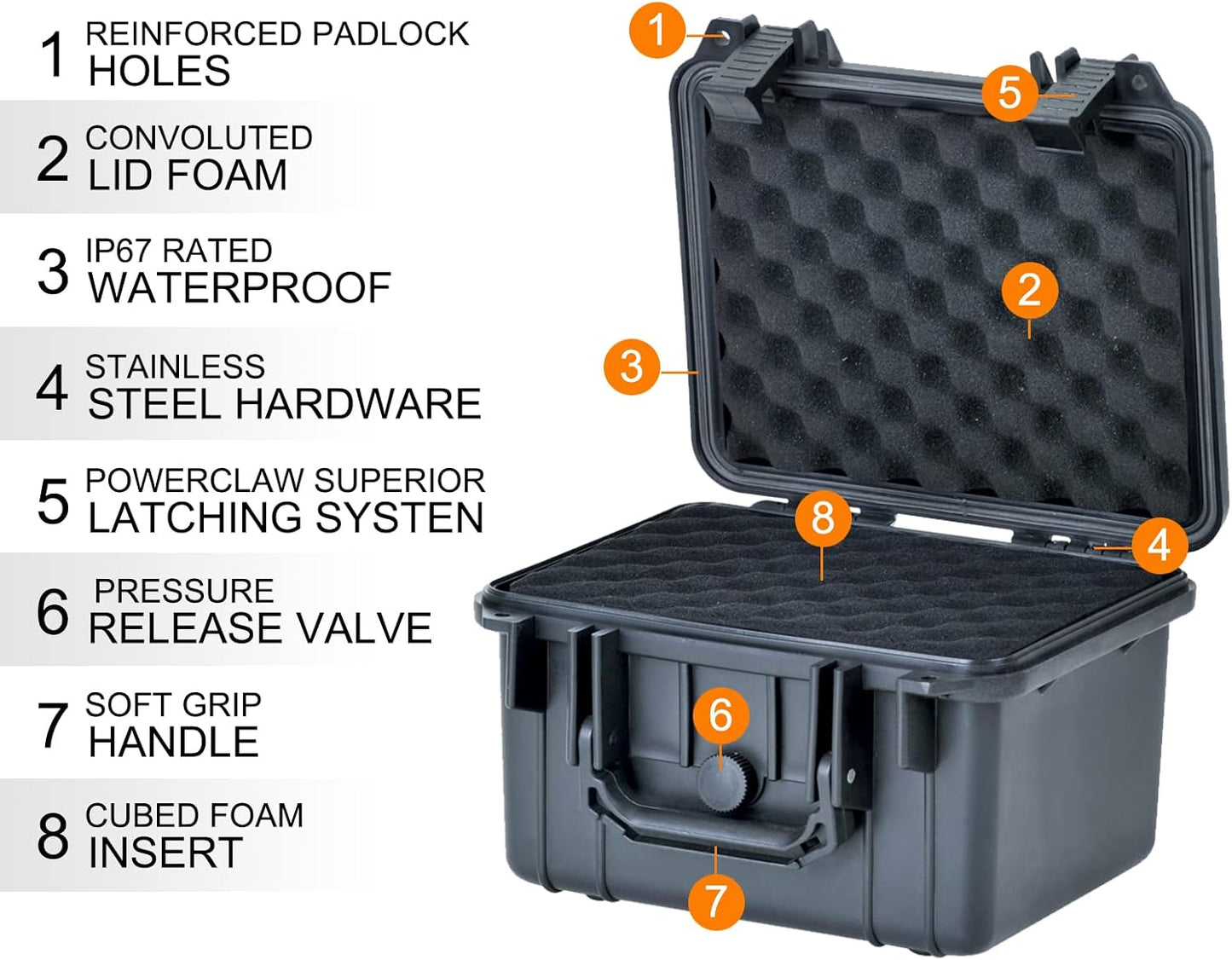MEIJIA Portable All Weather Waterproof Camera Case With Foam,Fit Use of Drones,Camera,Equipments,Elegant Black,10.62 x9.68x6.87inches