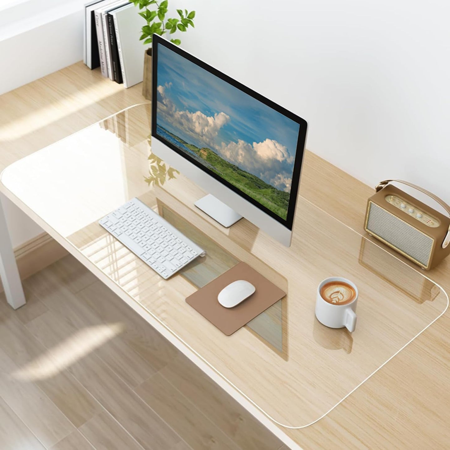 Clear Desk Mat, Non-Slip PVC Desk Protector Mat with Round Edge, Heat Resistant & Waterproof Clear Desk Writing Mat for Home and Office (39.4''*19.7'')