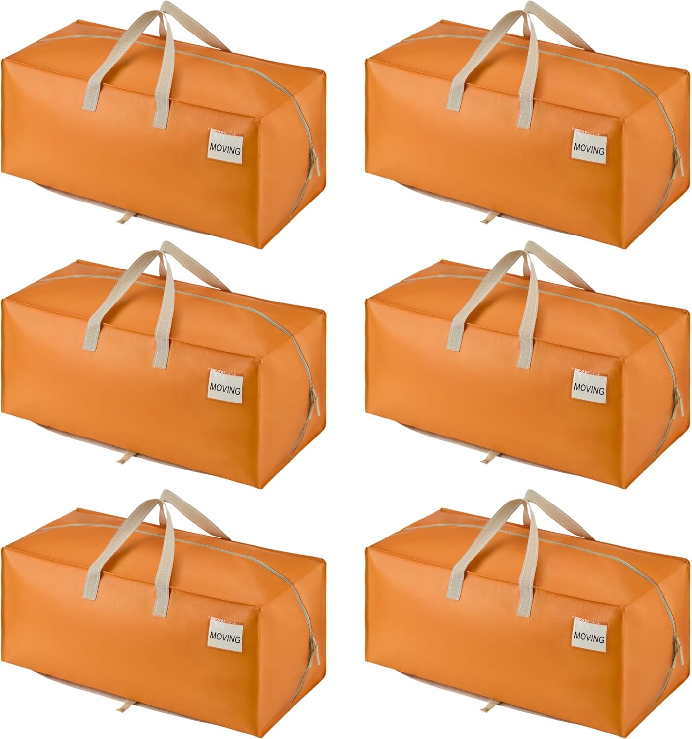 VENO 6 Pack Moving Bags w/Backpack Straps, Heavy Duty, Moving Boxes Alternative, Packing Supplies, Large Storage Totes for Dorm Room Essentials with Zipper (Seasonal Autumn Orange, 6 Pack)