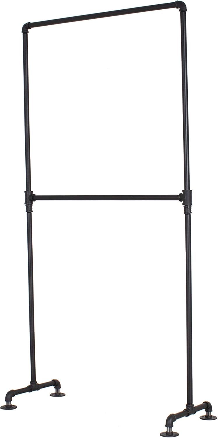 Industrial Pipe Double Rail Clothing Rack by William Robert's Vintage