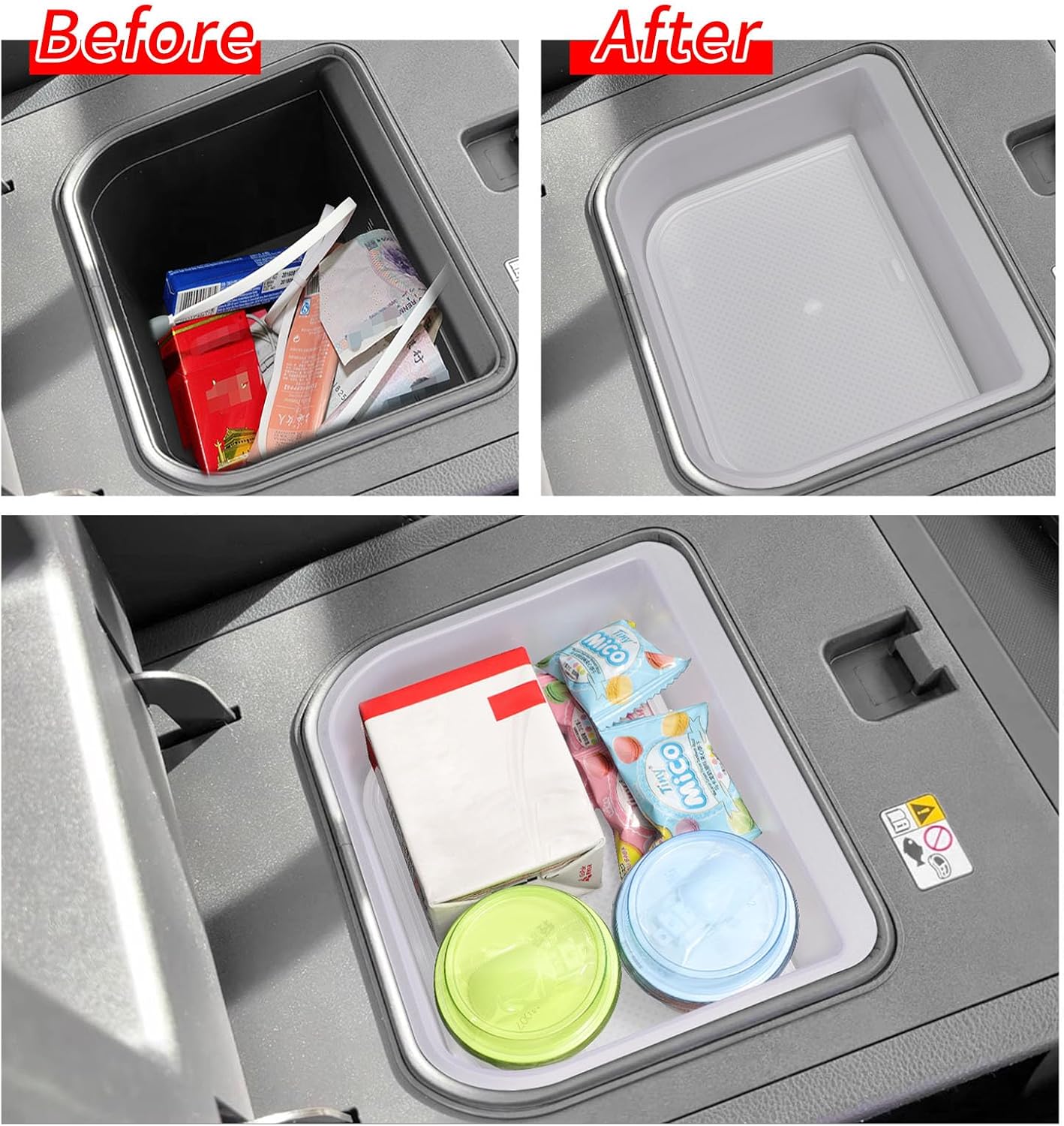 SMABEE Center Console Cool Box Organizer for Toyota Land Cruiser Prado 250/ Lexus GX 550 2024 2025 2026 Armrest Storage Box ABS Insert Tray Accessories (Only Fit Cool Box) - Frosted White