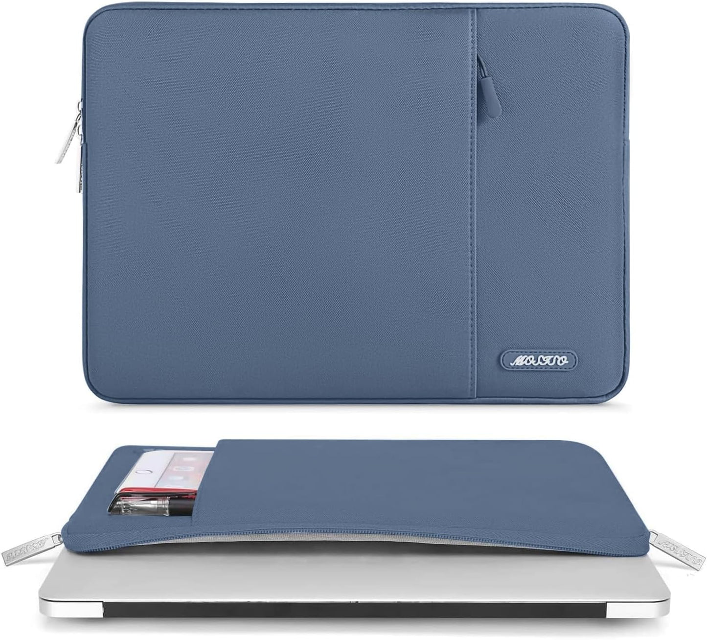 MOSISO Laptop Case 15 inch, 15 inch Laptop Sleeve Compatible with MacBook Air 15 M4 A3241 M3 A3114 M2 A2941 2025 2024 2023,Dell XPS 15,Polyester Vertical Computer Sleeve Bag with Pocket, Steel Blue