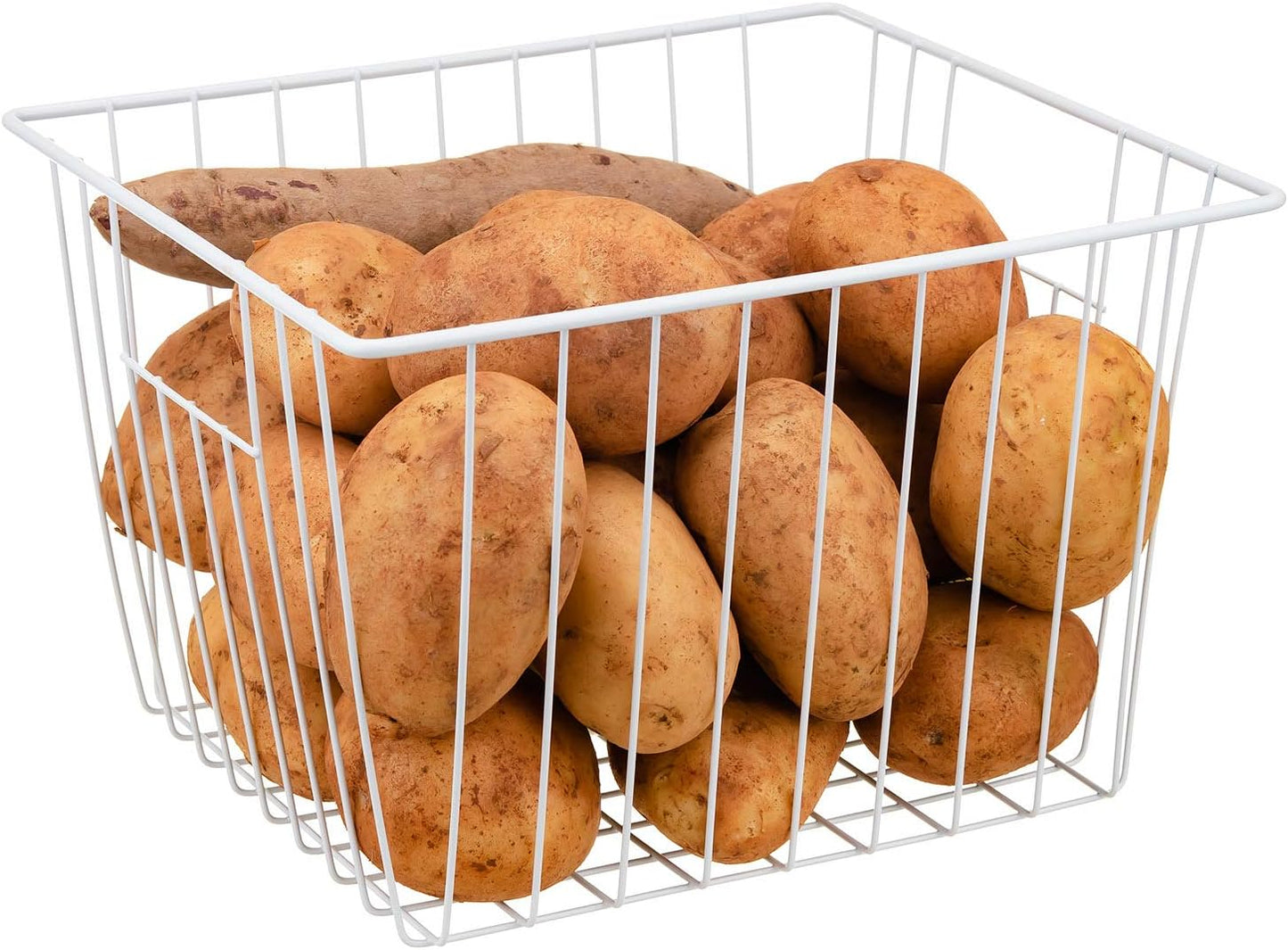 6 Pack Wire Storage Baskets for Organizing, Freezer Organizer Bins, Pantry Organization Bins Cabinets - Metal Basket Kitchen, Laundry, Fridge, Bathroom Countertop Organizer, Pearl White