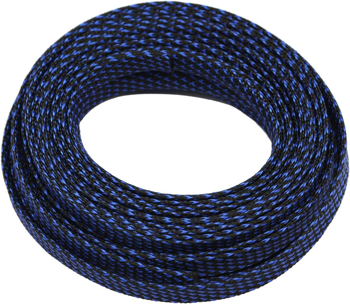 30ft PET Expandable Sleeving Wire Cable Sleeve (1/2", Blue&Black)