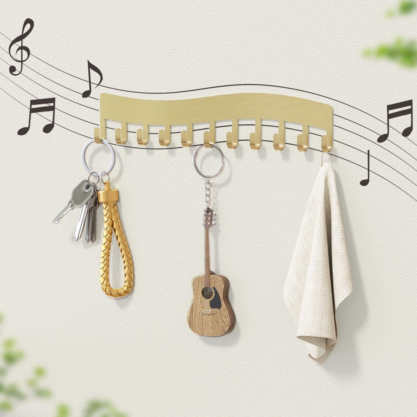 Wall Necklace Organizer Holder: Wall Mounted Jewelry Hanging Storage Necklaces Display Hanger Gold