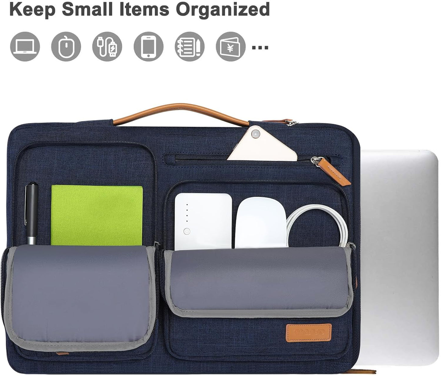 MOSISO 360 Protective Laptop Case 14 inch, 14 inch Laptop Sleeve Compatible with HP Lenovo Dell ASUS Acer, HP, Dell Latitude, Lenovo, Side Open Carrying Case with 4 Zipper Pockets&Handle, Navy Blue