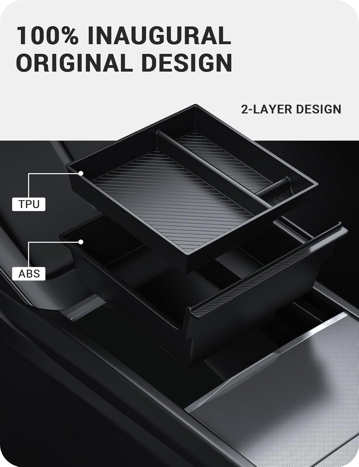 BASENOR 2026 Tesla Model Y Model 3 Center Console Organizer Tray, Cup Holder Armrest Hidden Storage Box for 2025 2026 Model Y Juniper 2024 2025 2026 Tesla 3 Highland (Standard/Premium/Performance)