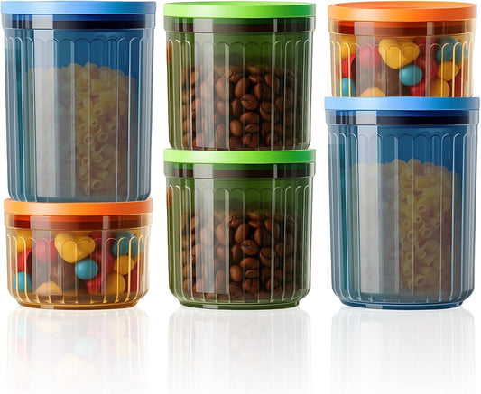 THKAILAR 6-Pack pantry food storage containers with lids(10oz/17oz/24oz) for Kitchen Pantry Organization, Leakproof BPA-Free Snap-Lock Lids for Dry Food,Flour,Nuts,Grains,Coffee