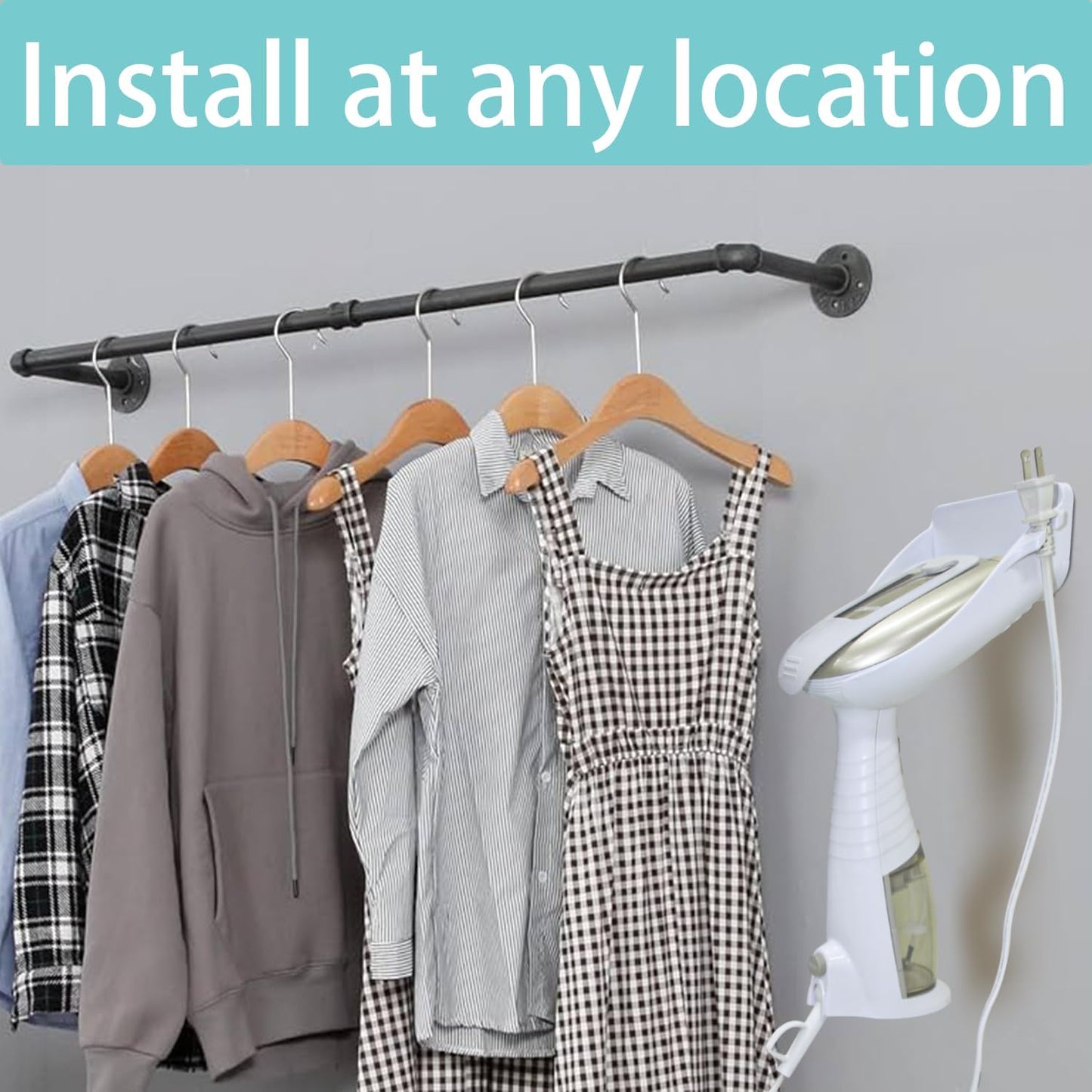 Ironing Board Hanger Wall Mount for Clothes for Conair Handheld Garment Steamer，for Laundry Rooms Storage Organizer,Garment Steamer Stand Compatible with Conair GS59X、GS59B Models (Black)