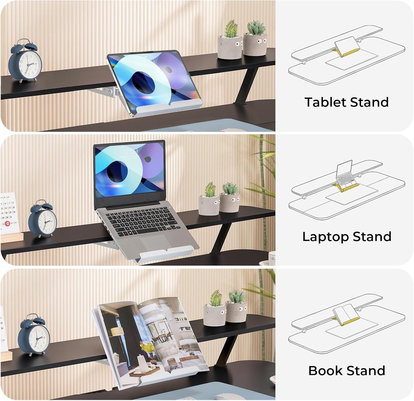COMHOMA Electric Standing Desk with Drawers, 48 x 24'' Sit Stand up Desk with Monitor Stand, Laptop Stand, Height Adjustable Ergonomic Home Office Computer Desk with Memory Preset Controller (Black)