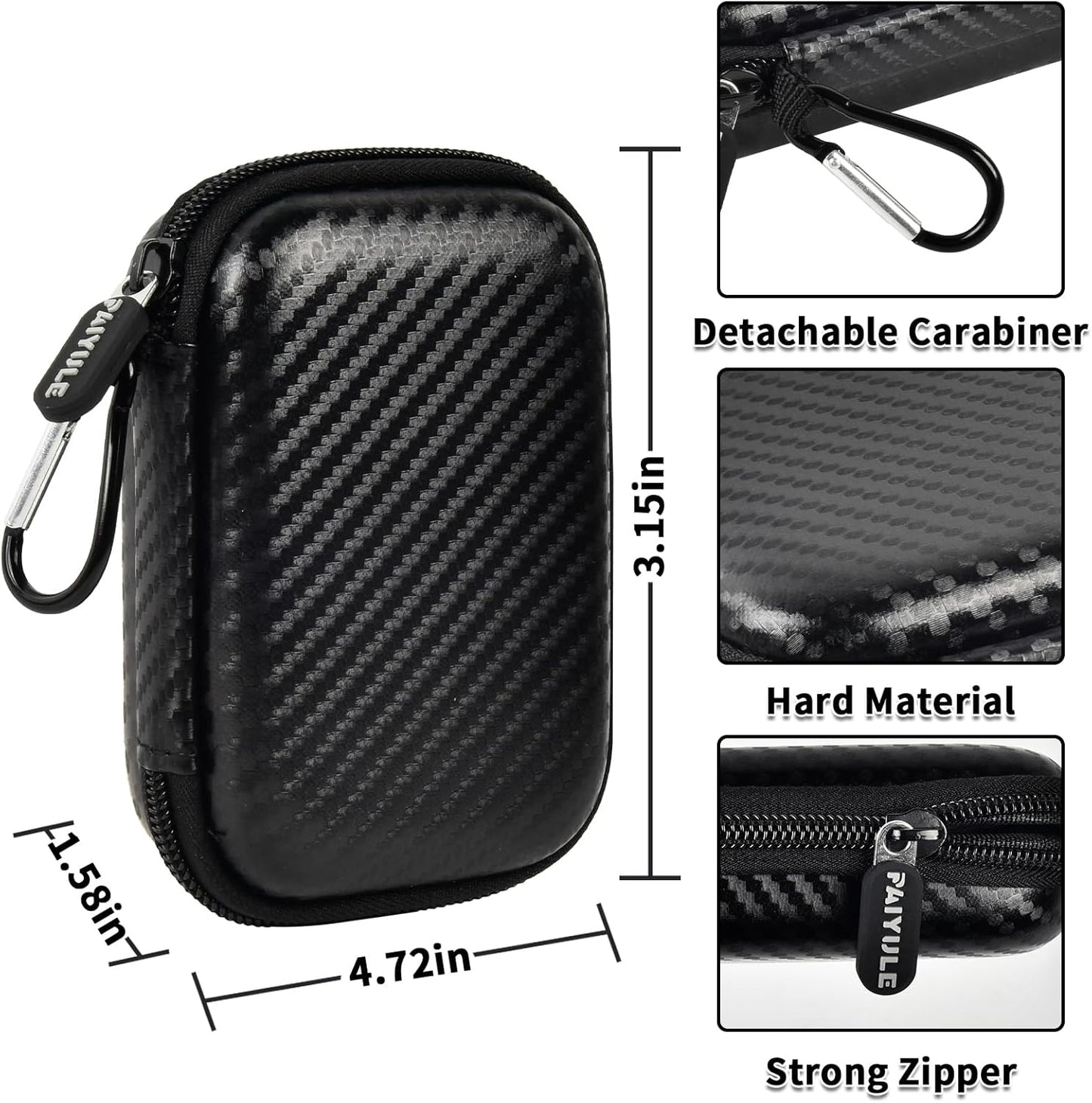 Carrying for Samsung T9/ T7/ T7 Shield Portable SSD 4TB 2TB 1TB, USB External Solid State Hard Drive Storage Travel Carrying Holder Fits for USB Cable (Full-Black)-Box Only