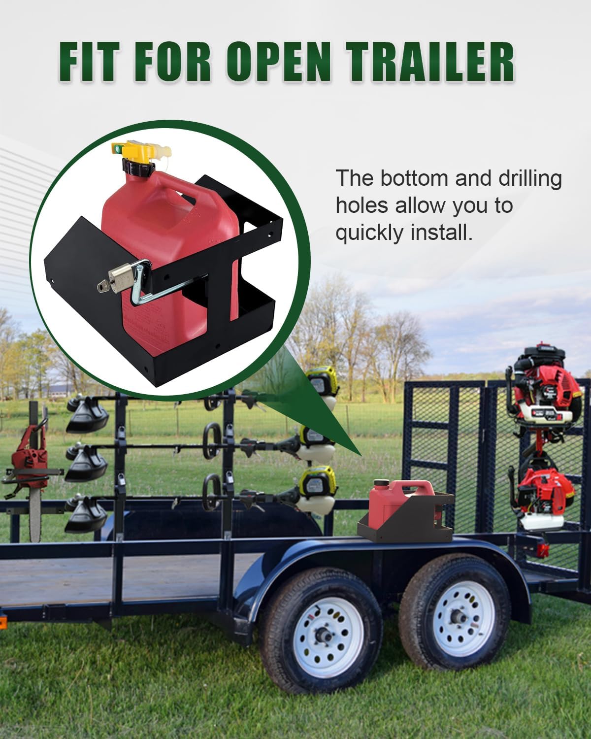 ELITEWILL Trailer Fuel Gas Can Rack Holder with Lock 5 Gallon Liquid Container Mount Fit for Enclosed or Open Landscape Trailer, Truck, RV(Not Include Fuel Gas Can)