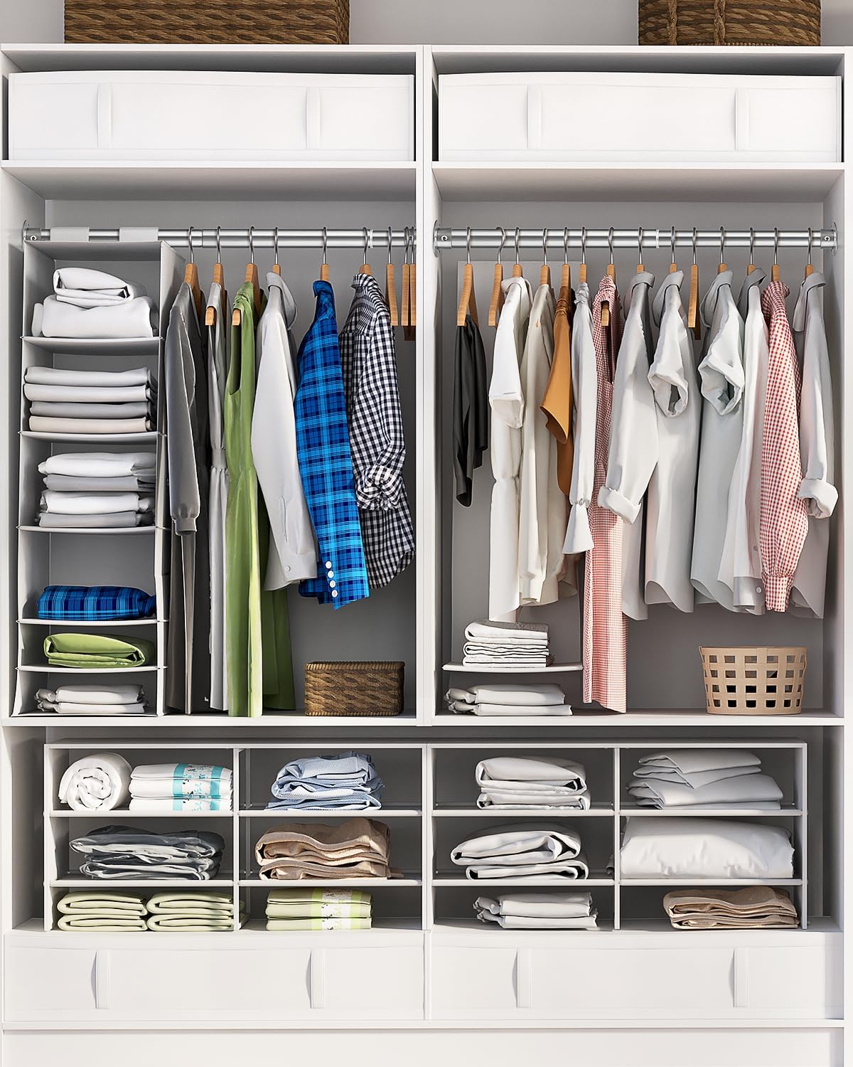 Closet Rods For Hanging Clothes, 17-40 Inch Heavy Duty and Stepless Adjustable Closet Poles, Stainless Steel Closet Hanging Rod for Closet, Wardrobes, Laundry Room, Bathroom, RV (Silver)