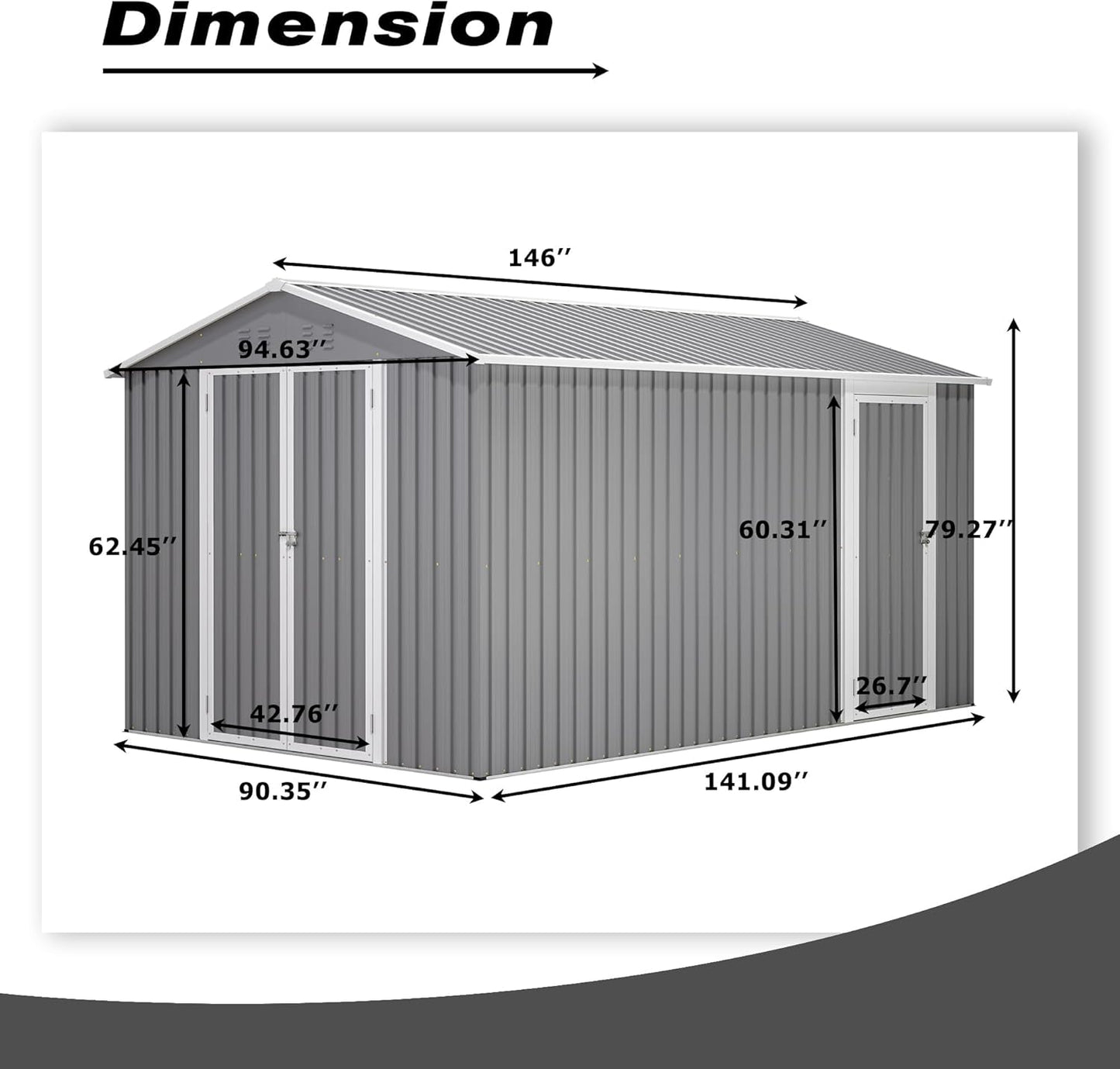 8 x 12 FT Outdoor Storage Shed with Floor, Metal Garden Shed with 2 Windows and Lockable Door for Garden, Tool Sheds for Backyard