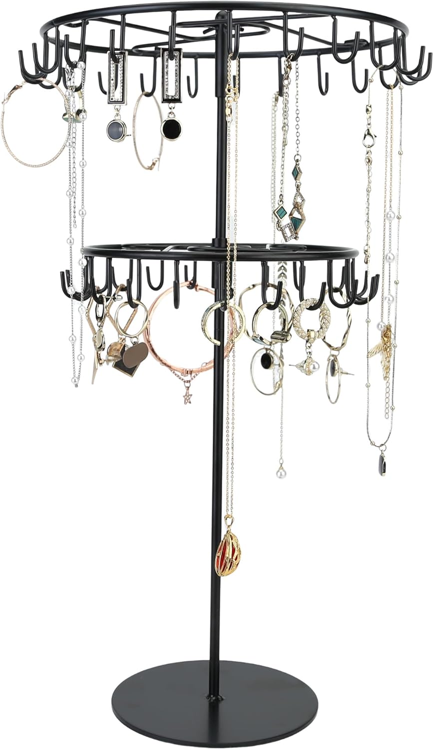 jewelry storage rack Rotating Jewelry Display is used to organize and store necklaces, earrings, bracelets, rings﻿-black