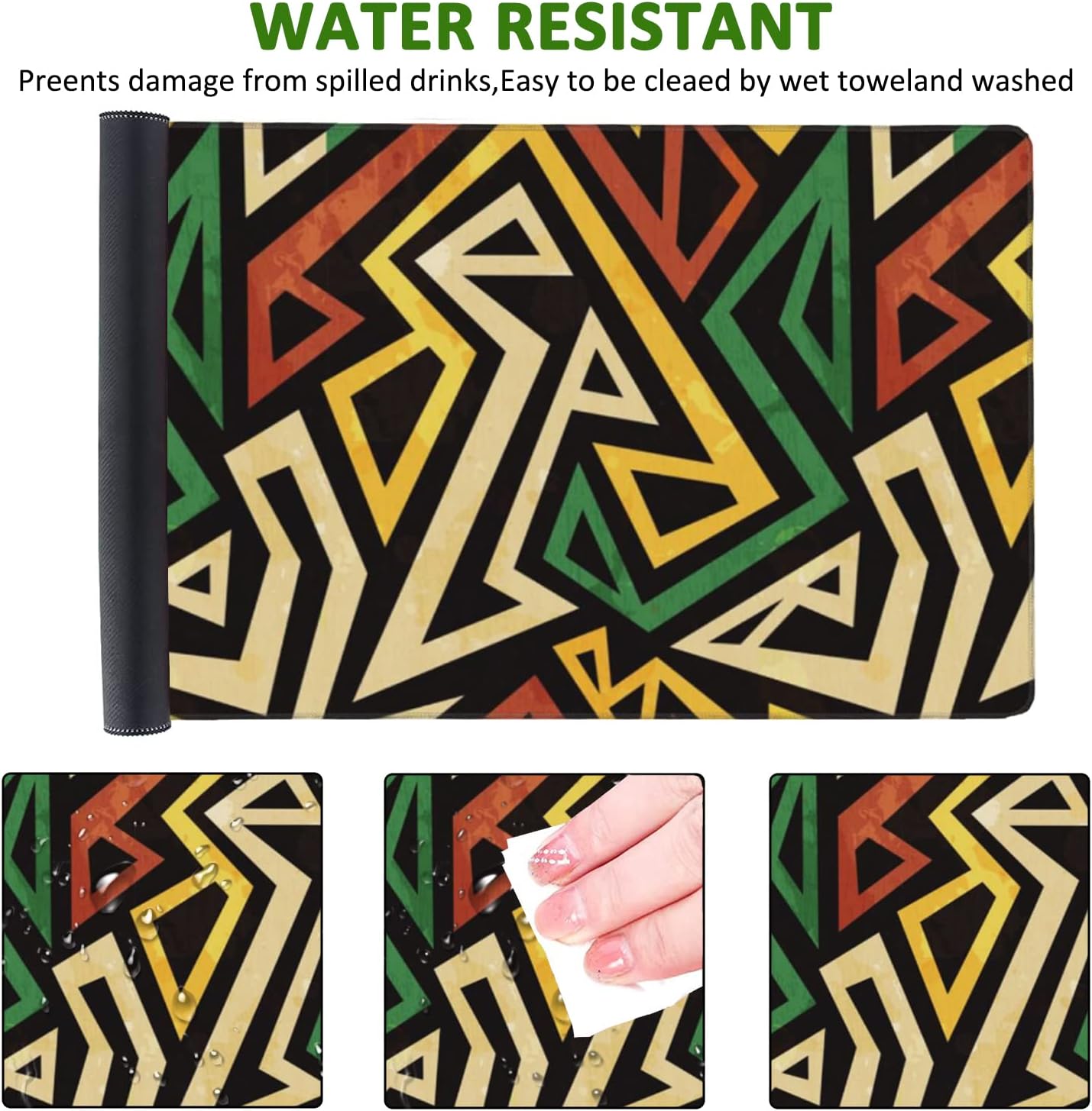 African Geometric Gaming Mouse Pad XXL Large Desk Mouse Pad Keyboard Mat with Stitched Edges Waterproof Non-Slip Desk Mat for Laptop,Keyboard,Computer 35.4 * 15.7 Inch