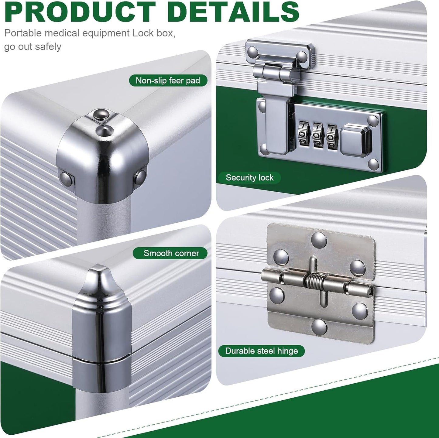 Medication Lock Box with Combination Lock, 12 x7.6 x7.8 inches - Medium, Medical Box Organizer