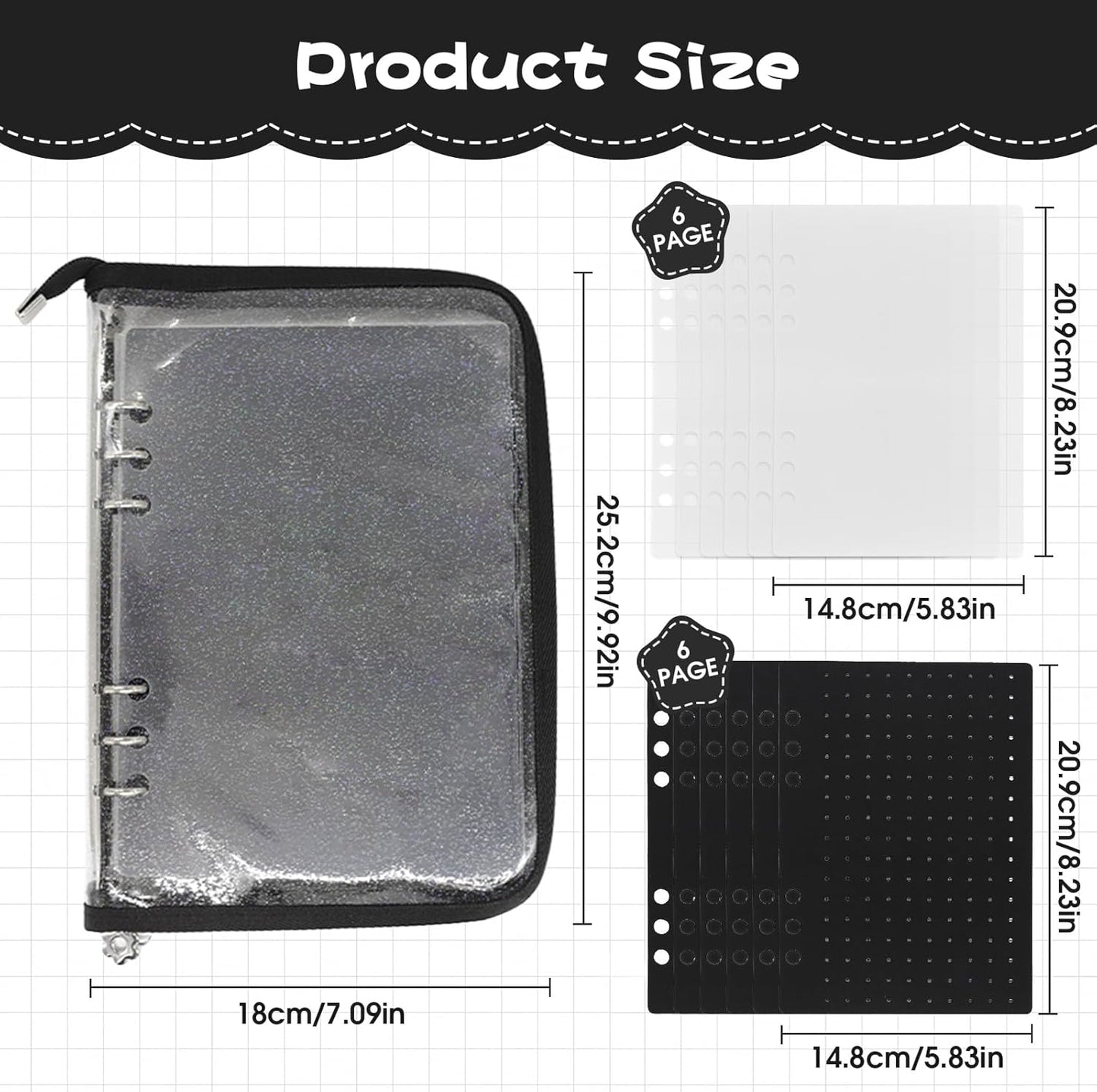 Enamel Pin Display Book - Portable 6 Pages A5 Enamel Pin Collection Holder Trading Book for Storing Pins Brooches Patches, Pin Storage Organizer for Travel Collectors (Black)