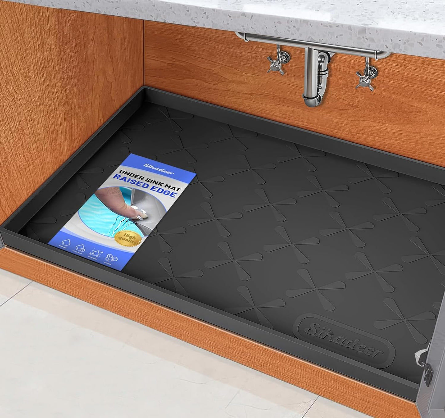 SIKADEER 31" x 22" Under Sink Mat Waterproof, Silicone Mat Kitchen Drawer Shelf and Cabinet Liner, Sink Protector for Kitchen Organizers and Storage, Boot Tray Pet Food Mats
