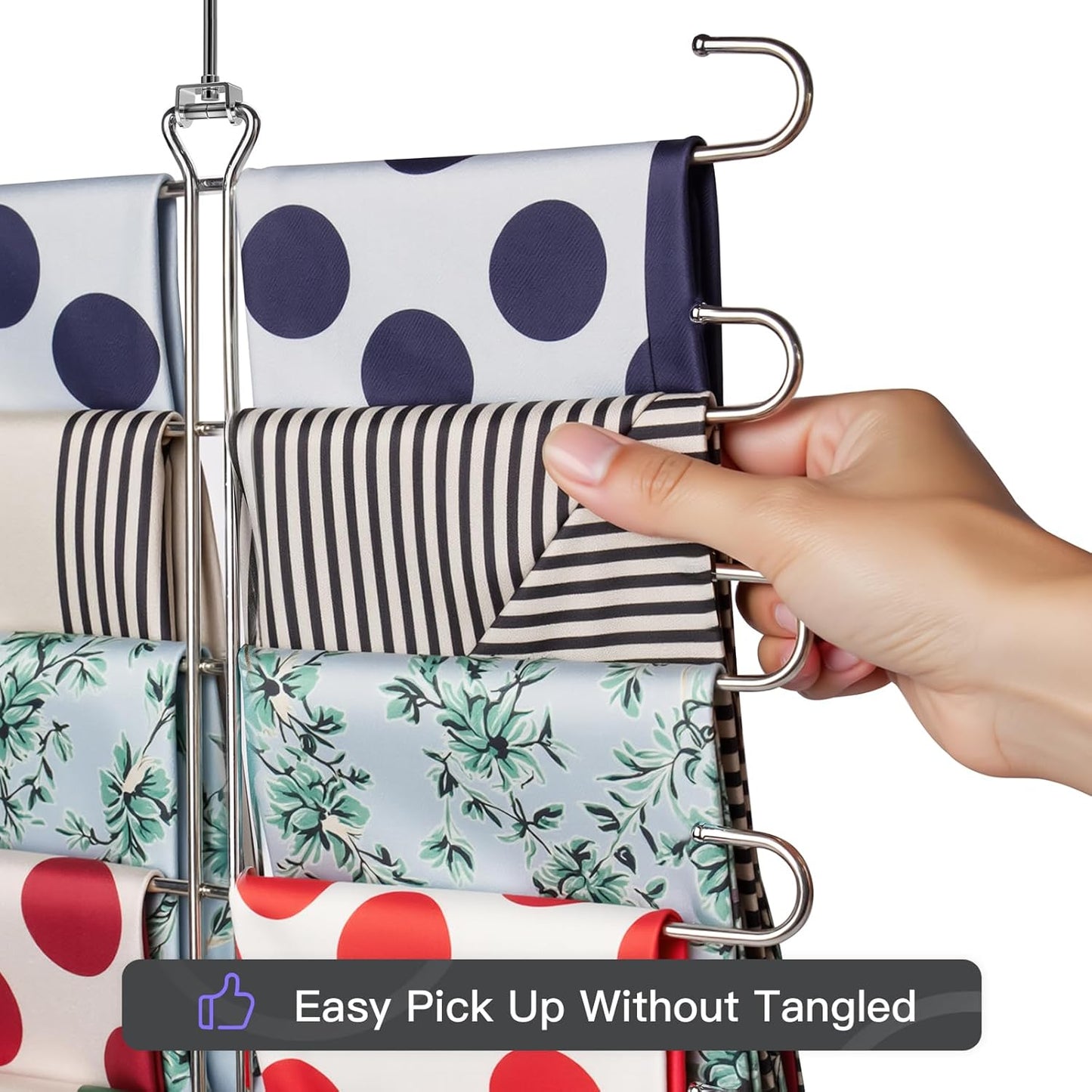 Scarf Hanger 2 Pack Scarf Hangers for Closet Organizer,6 Tiers Metal Space Saving Hanger with 360 Degree Hook,Mult Function Closet Organization for Scarves,Tank Top,Leggings