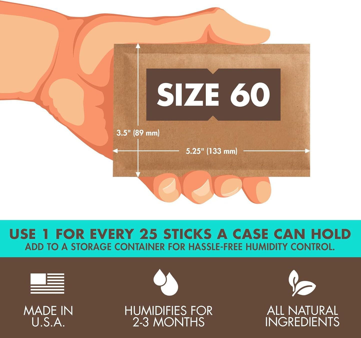 Boveda For Seasoning Two-Way Humidity Control Packs – 84% RH to Season Wood Humidifier Boxes – Size 60 – 12 Pack – Individually Wrapped Seasoning Packets
