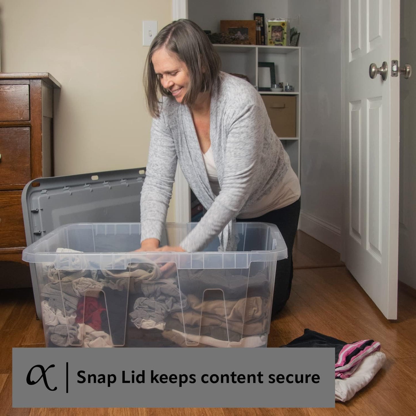 CX BLACK & YELLOW, 27-Gallon Heavy Duty Clear Storage Container & Snap-Tight Lid, Clear & Grey (14.3H x 20.6W x 30.6D), Weather-Resistant, Stackable, See-Through Organization Tote [2 Pack]