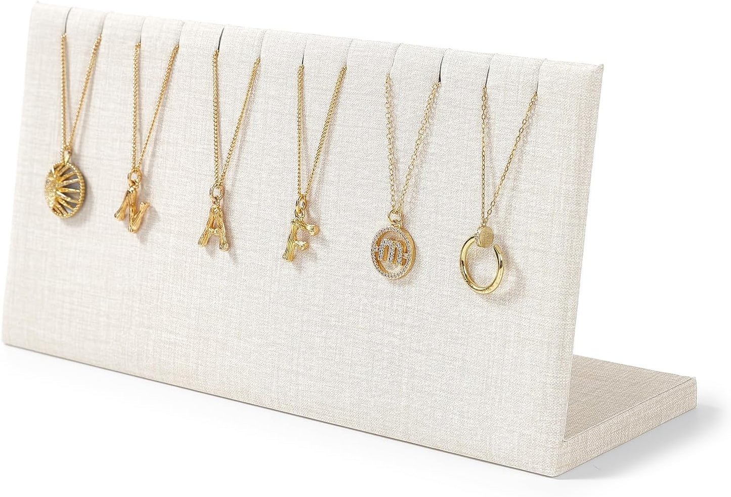 Leather Necklace Display Stand Necklace Bracelet Display Holder Stand with Hooks For Jewelry Storage Display (White)