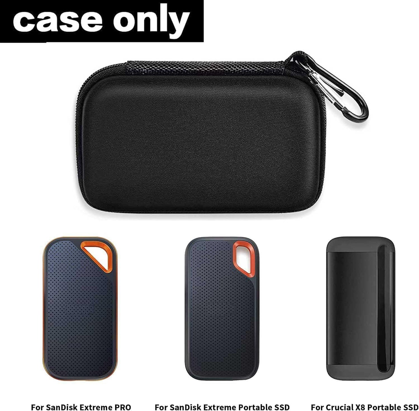 Hard Case Compatible with SanDisk Extreme PRO 500GB 1TB 2TB 4TB Portable External SSD. Carrying Travel Holder for Crucial X8 Solid State Drive (Box Only)-Black