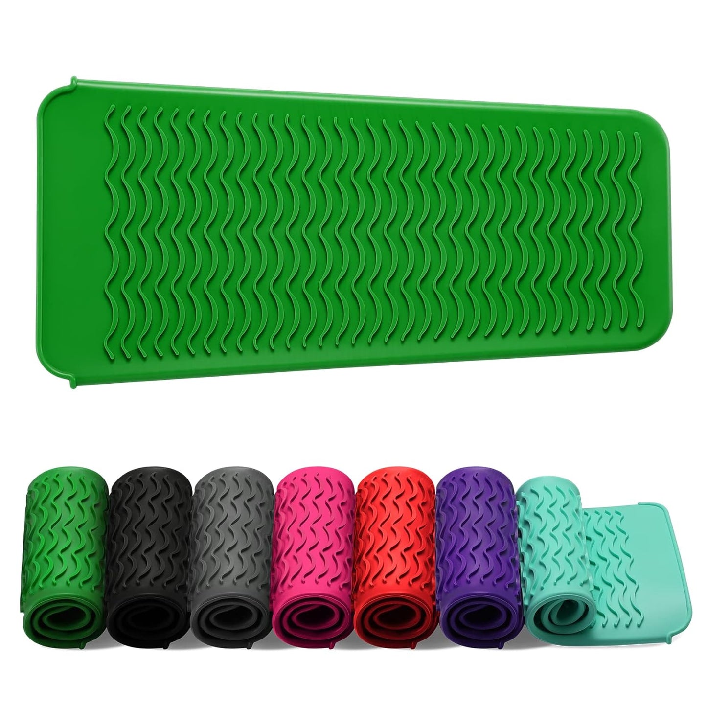 ZAXOP Resistant Silicone Mat Pouch for Flat Iron, Curling Iron,Hot Hair Tools (Green)