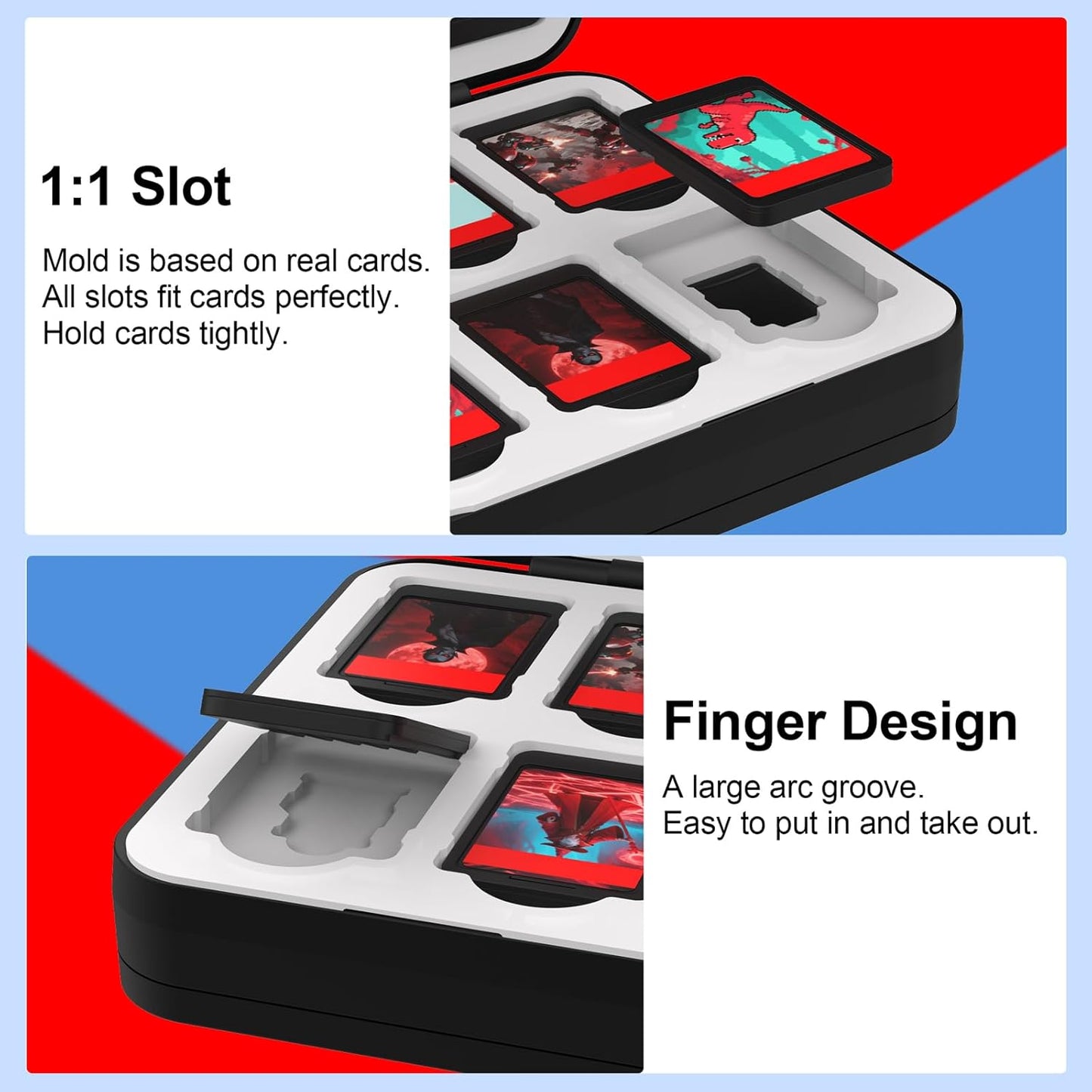 QuoLumPIA 48 Game Card Case Compatible for Nintendo Switch 2/OLED/Switch/Switch Lite, storage 48 Game Cards & 80 Micro SD cards, Black, hard shell, magnetic closure, soft silicone linning