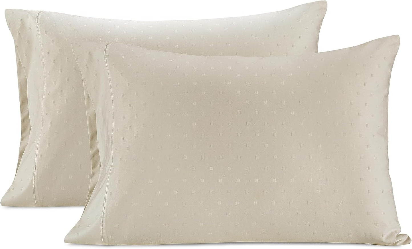 LANE LINEN Pillow Case Covers King, Set of 2, 100% Egyptian Cotton Sateen, Soft Cool & Smooth 1000 Thread Count Pillow Cases - Swiss Dot - Ivory