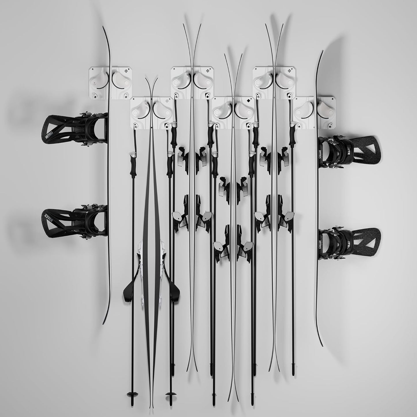 Gravity Grabber - Ultimate Ski & Snowboard Wall Rack | Secure, Non-Slip Storage | Fits Any Ski/Board | Garage Organization | Ski Storage Rack | Snowboard Storage Rack | Winter Gear Organizer | 6 Pck
