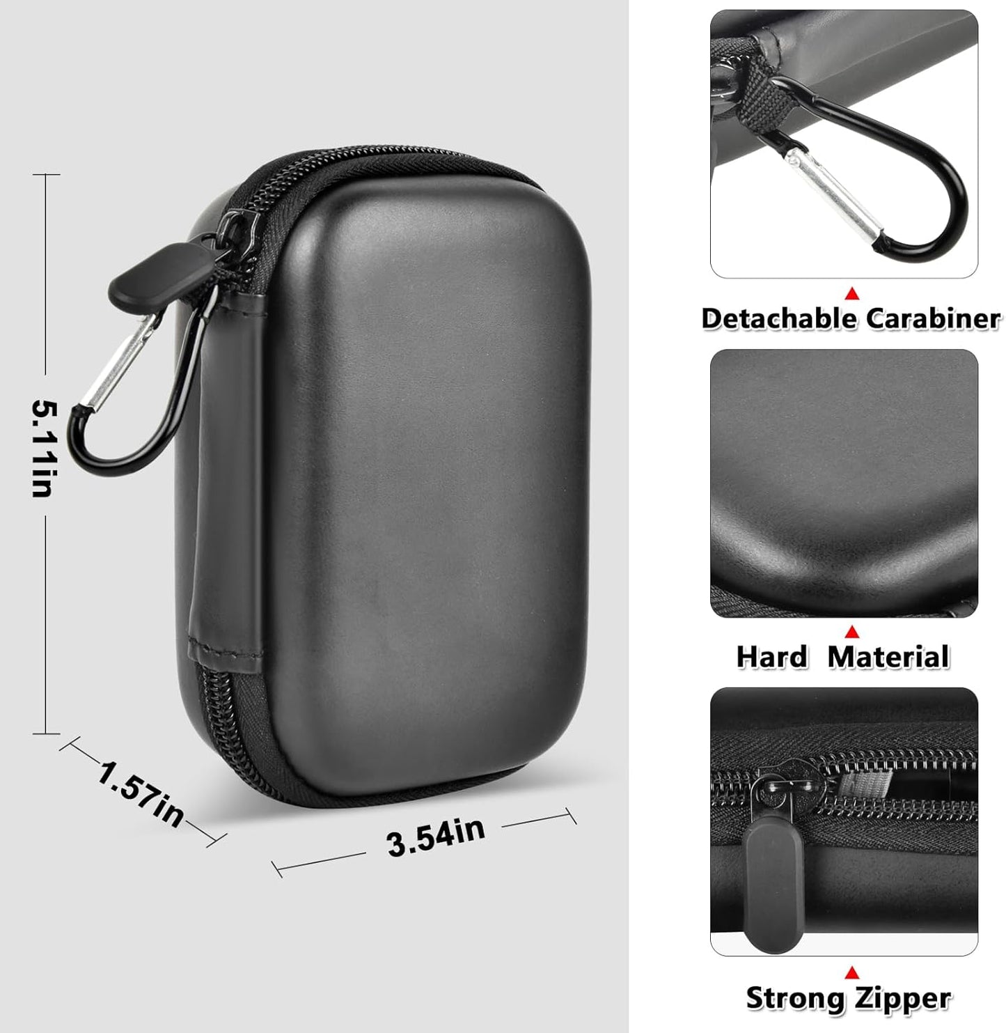 Carrying for Samsung T9/ T7/ T7 Shield Portable SSD 4TB 2TB 1TB, USB External Solid State Hard Drive Storage Travel Carrying Holder Fits for USB Cable (Black-Grey)-Box Only
