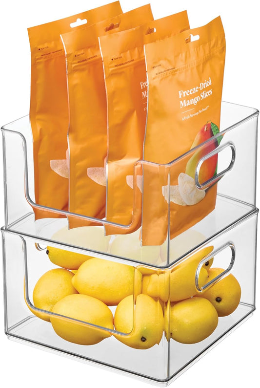 iDesign Stackable Clear Open Front Storage Bin, Easy Access Organizer for Pantry or Cabinet, 2-Pack