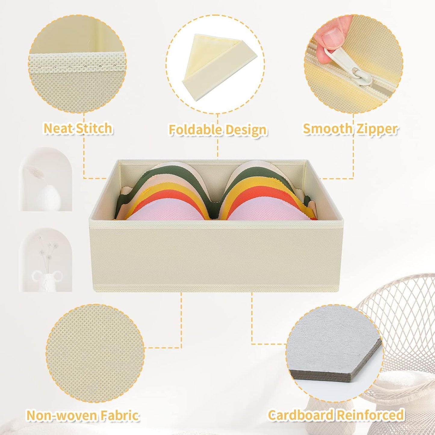 DIMJ Drawer Organizer Clothes, 24 Pack Dresser Organizer, Foldable Closet Organizers and Storage, Fabric Dresser Drawer Organizers, Drawer Dividers for Nursery, Baby Clothes, Underwears, Sock