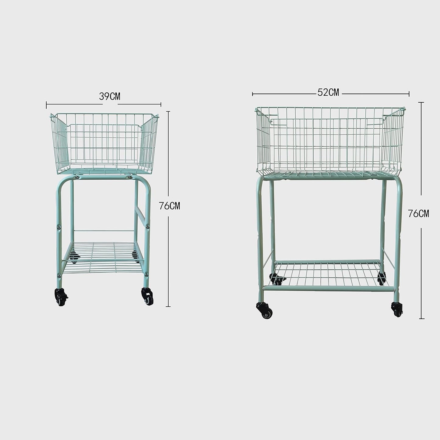 29" Rolling Laundry Cart，Large Capacity Foldable Hamper Basket,MINT Color | Bedroom, Closet Organizer Storage for Home, Dorm(MINT)