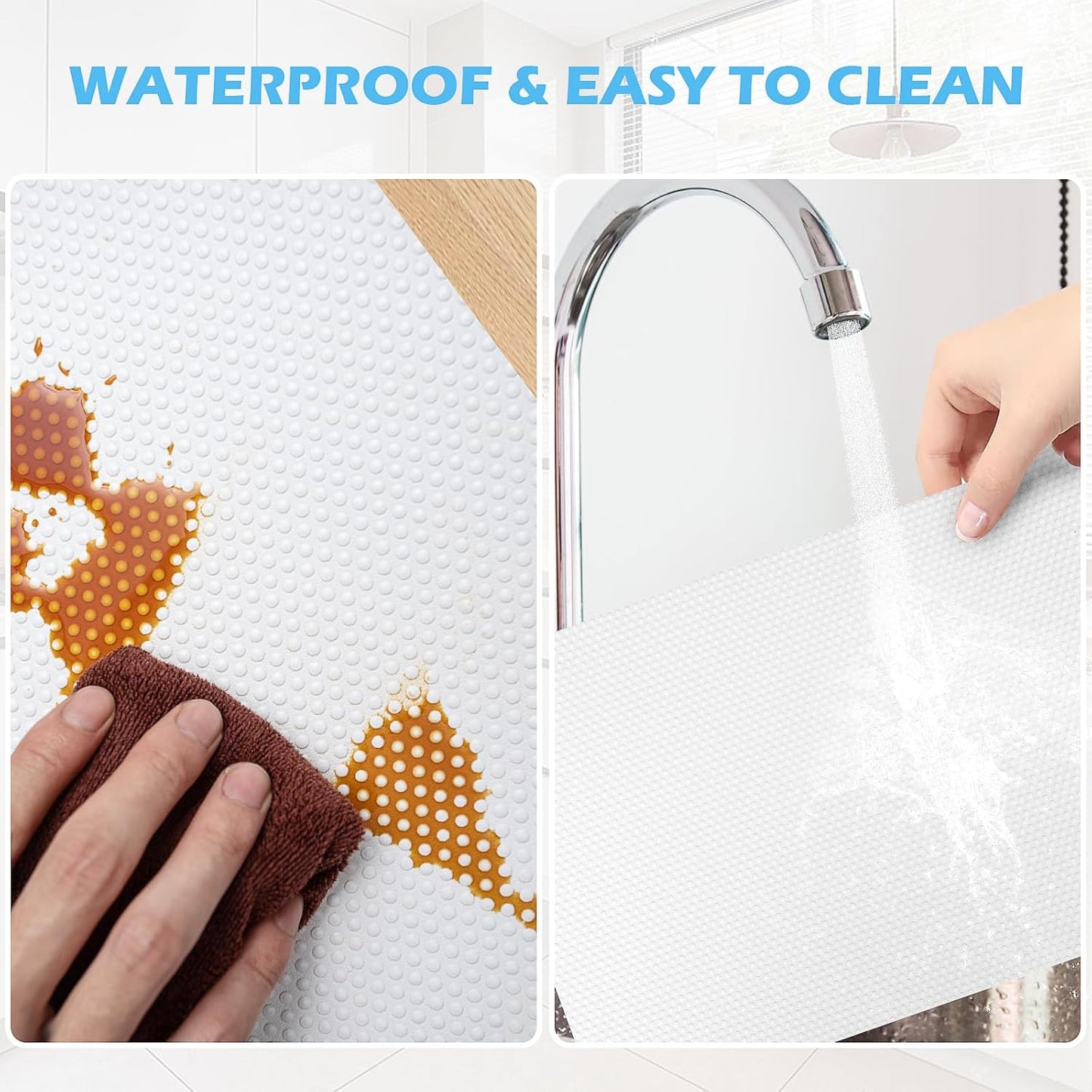Drawer Liners, Waterproof Shelf Liner, Anti-Slip Non-Adhesive BPA Free Kitchen Cupboard Cabinet Liner Refridge Fridge Mats Sink Protector Strong Durable for Home (White/15.7in x 20Ft)