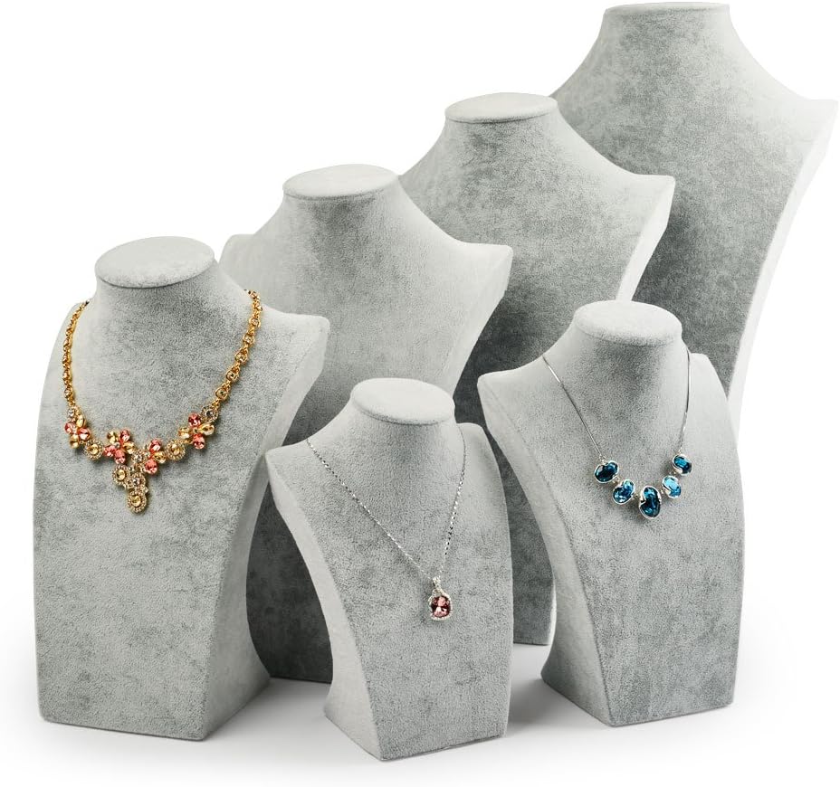 Oirlv Velvet 3-Dimensional Jewelry Stand Necklace Pendant Chain Jewelry Bust Display Holder (H13.39)
