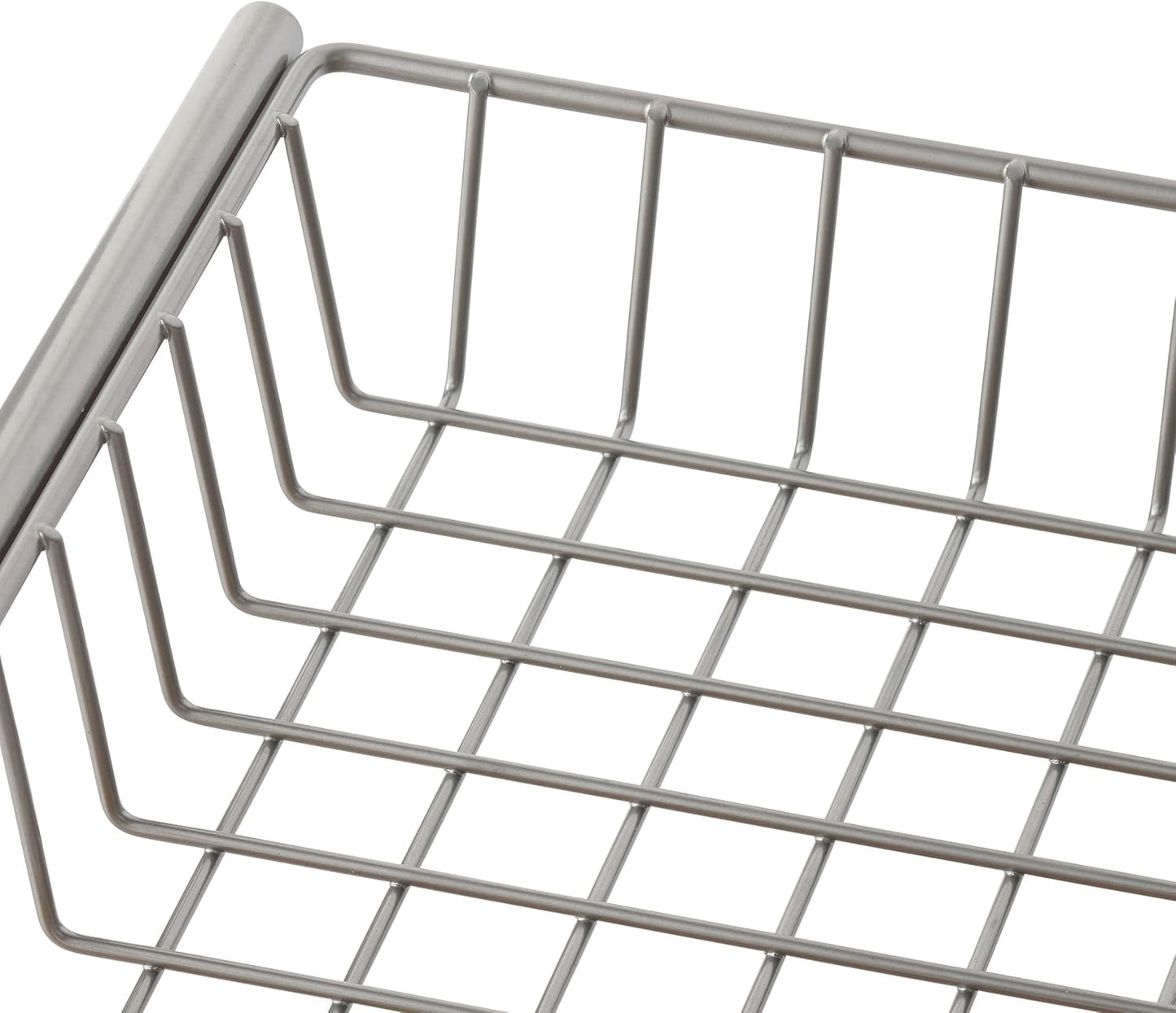 TRINITY 4-Tier Freestanding Metal Shelving Rack with Wire Baskets, Wood Top, and Adjustable Feet, 12"x12"x30", Champagne + Classic Gray Top