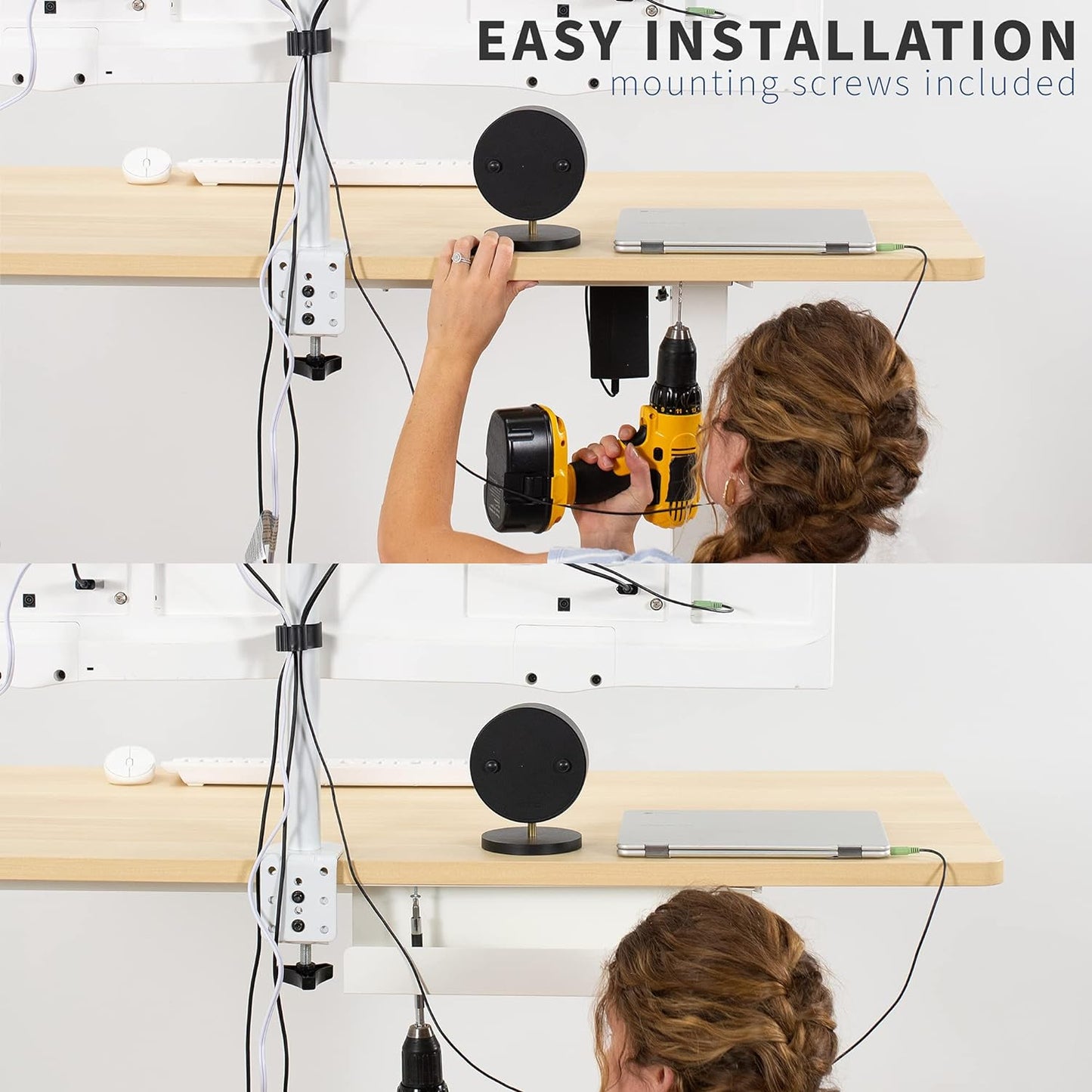 VIVO Under Desk 42 cm Cable Management Tray, Power Strip Holder, Cord Organizer, Wire Tamer for Office and Home, White, DESK-AC06-1CW