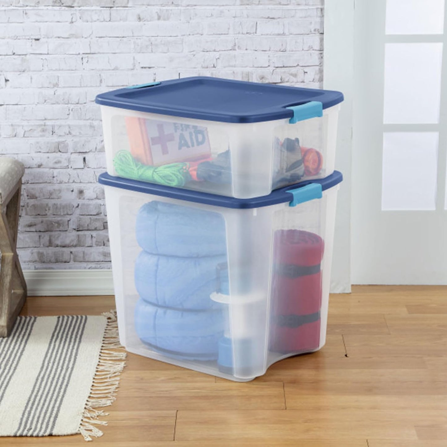 Sterilite 24-Pack Latch and Carry, Clear Plastic Storage Bins with Latching Lids and Full-Grip Handles, 12 Gallon
