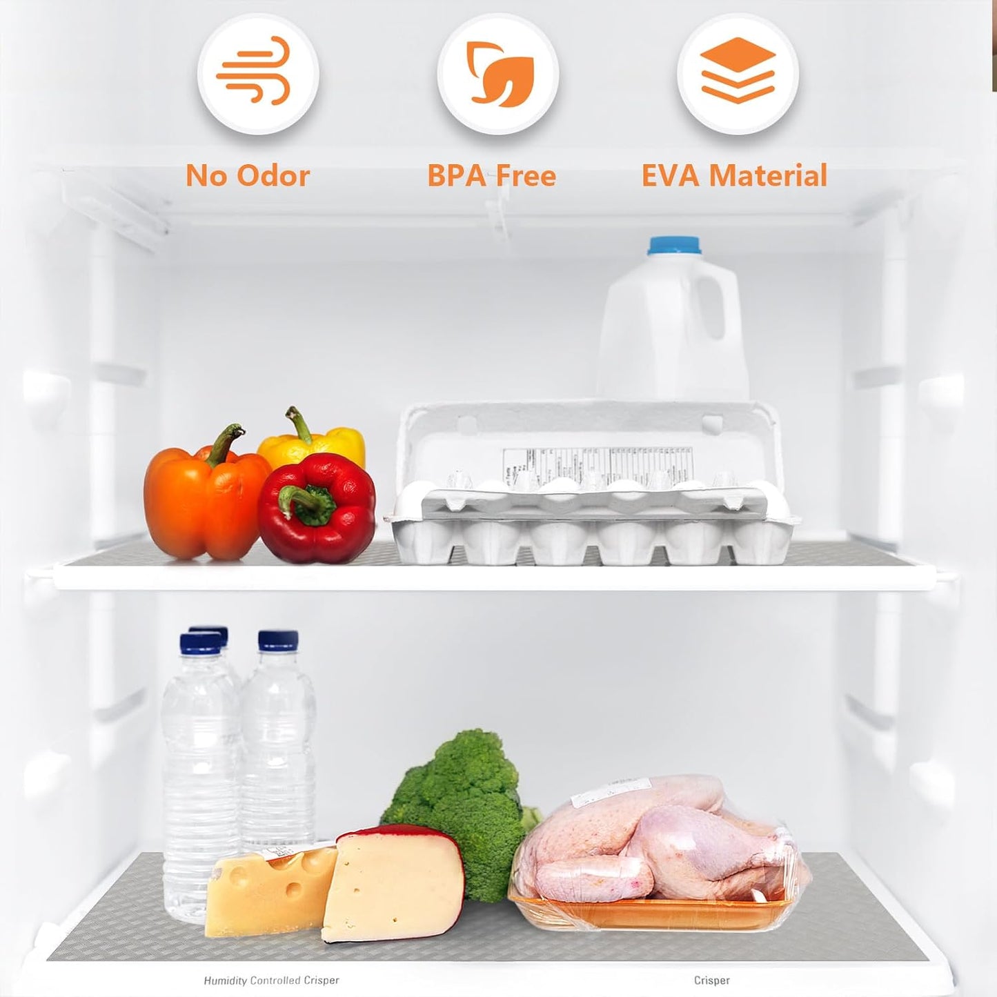 Light Gray Shelf Liners for Kitchen Cabinets Refrigerator Liners Waterproof & Oil-Proof Kitchen Cupboard Liner Drawer Mats EVA Material Non Adhesive Fridge Liner 17.5 x 236.2 Inches x 2 Rolls
