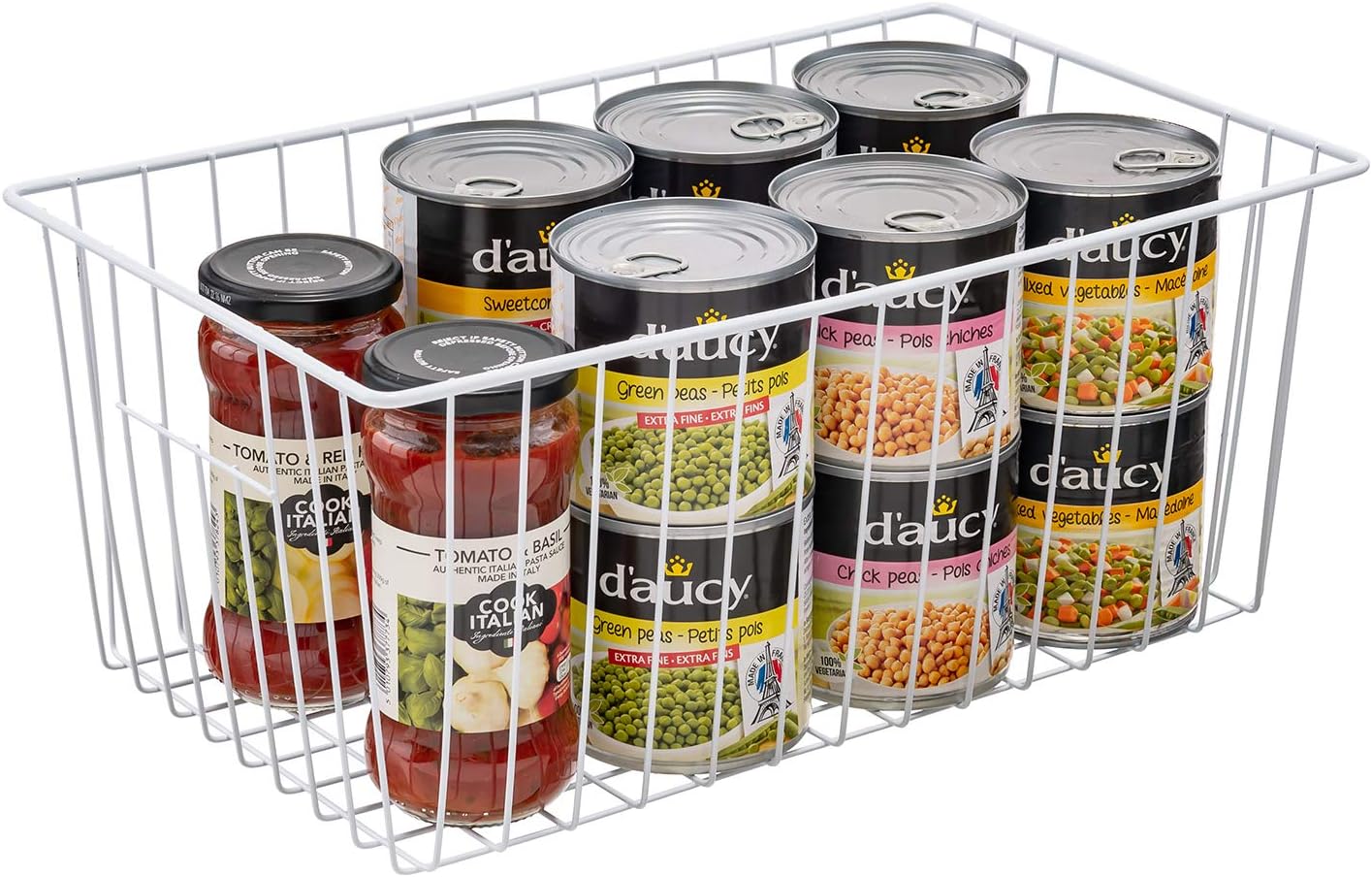 6 Pack Upright Freezer Organizer Bins - Standup Freezer Organizers for 16 Cu.Ft Upright Freezer Improve Air Circulation, Wire Storage Baskets, White